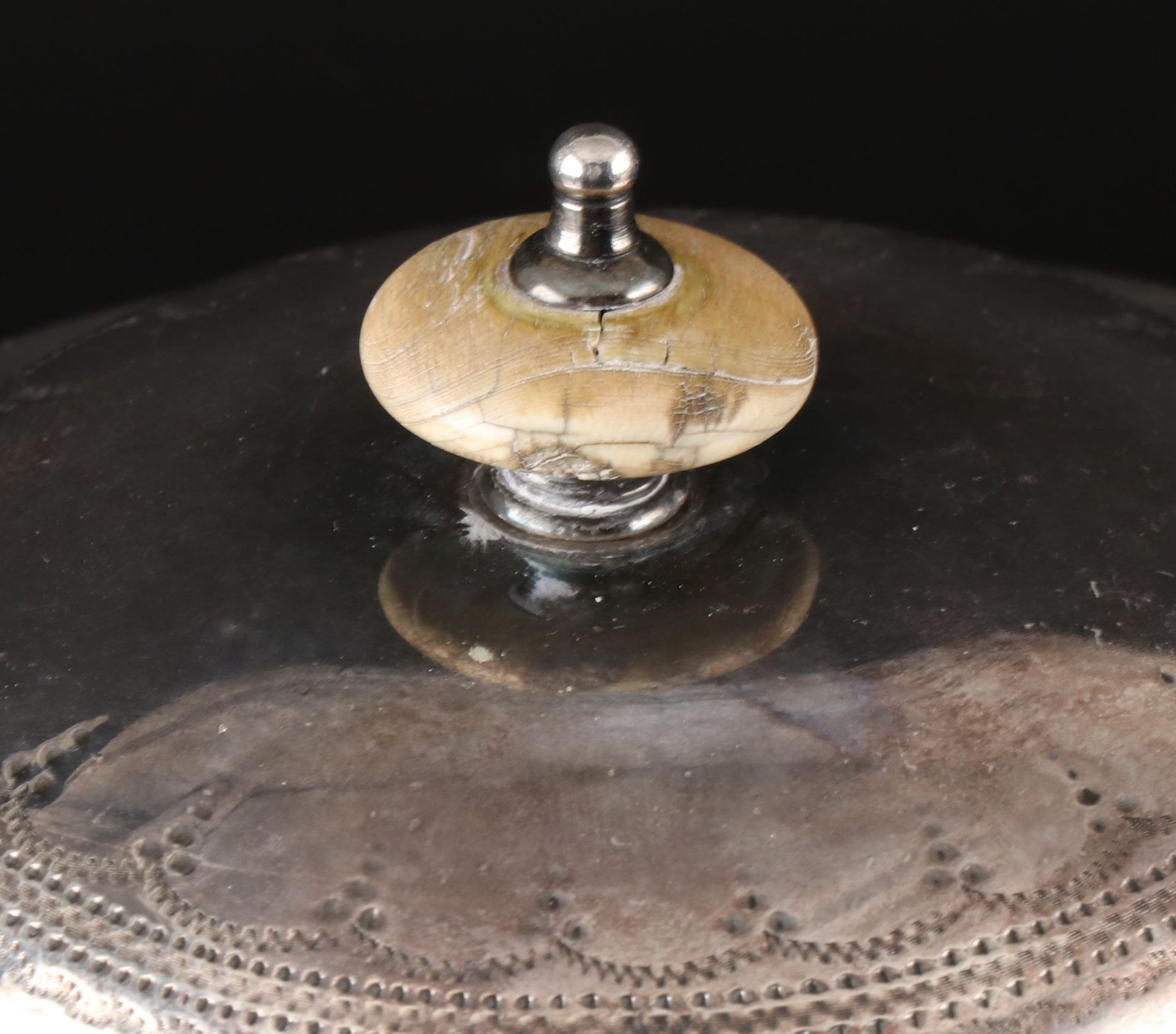 English Floral Etched Silver Plate Tea Caddy and Teapot with Creamer and Sugar