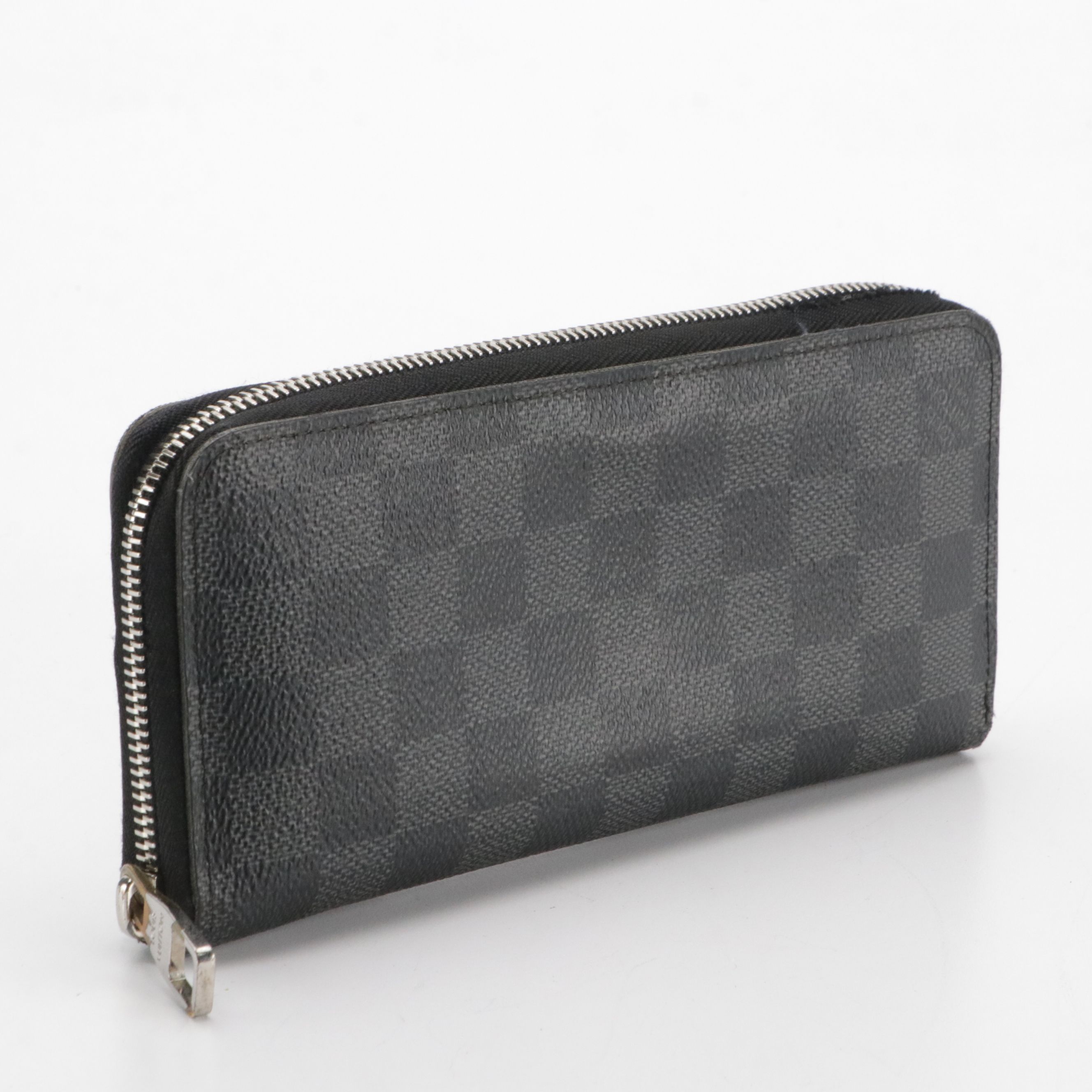 Louis Vuitton Zippy Wallet in Graphite Damier and Black Leather