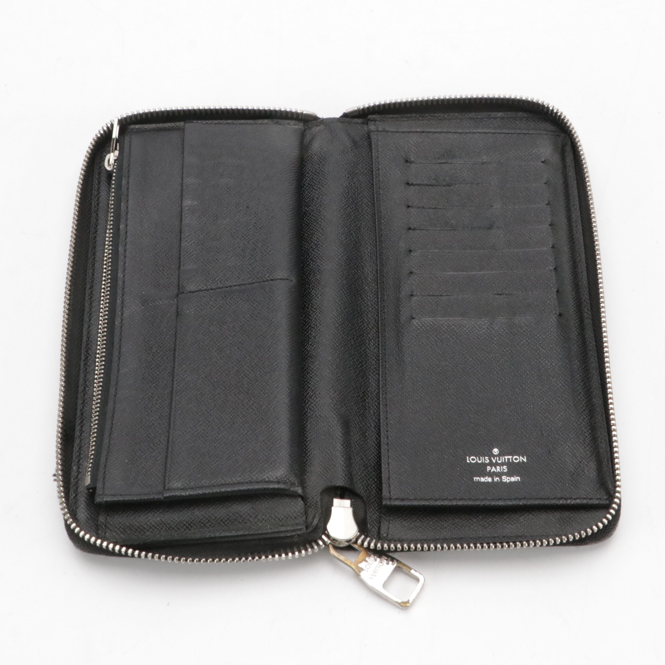 Louis Vuitton Zippy Wallet in Graphite Damier and Black Leather