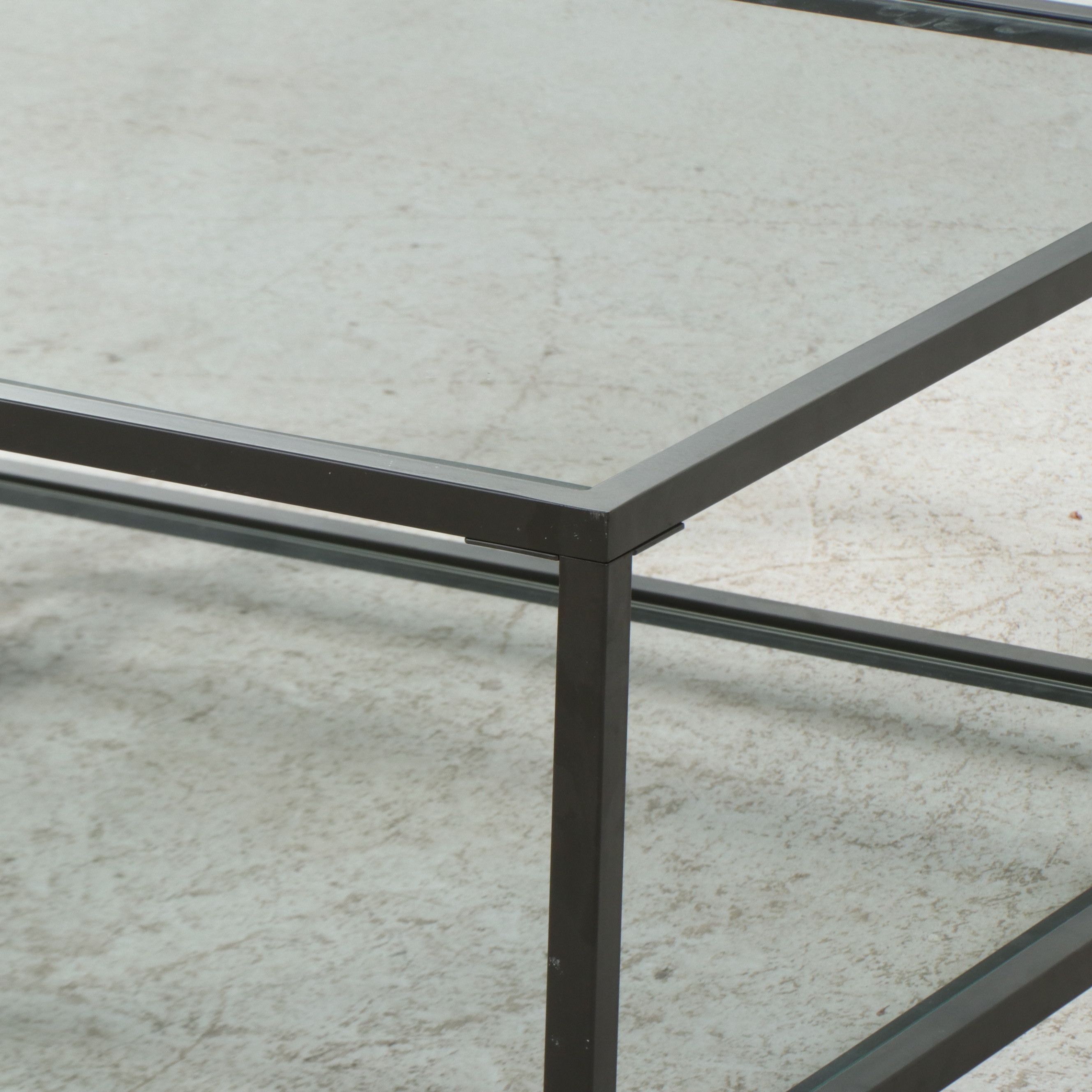 Contemporary Two-Tier Glass and Metal Coffee Table