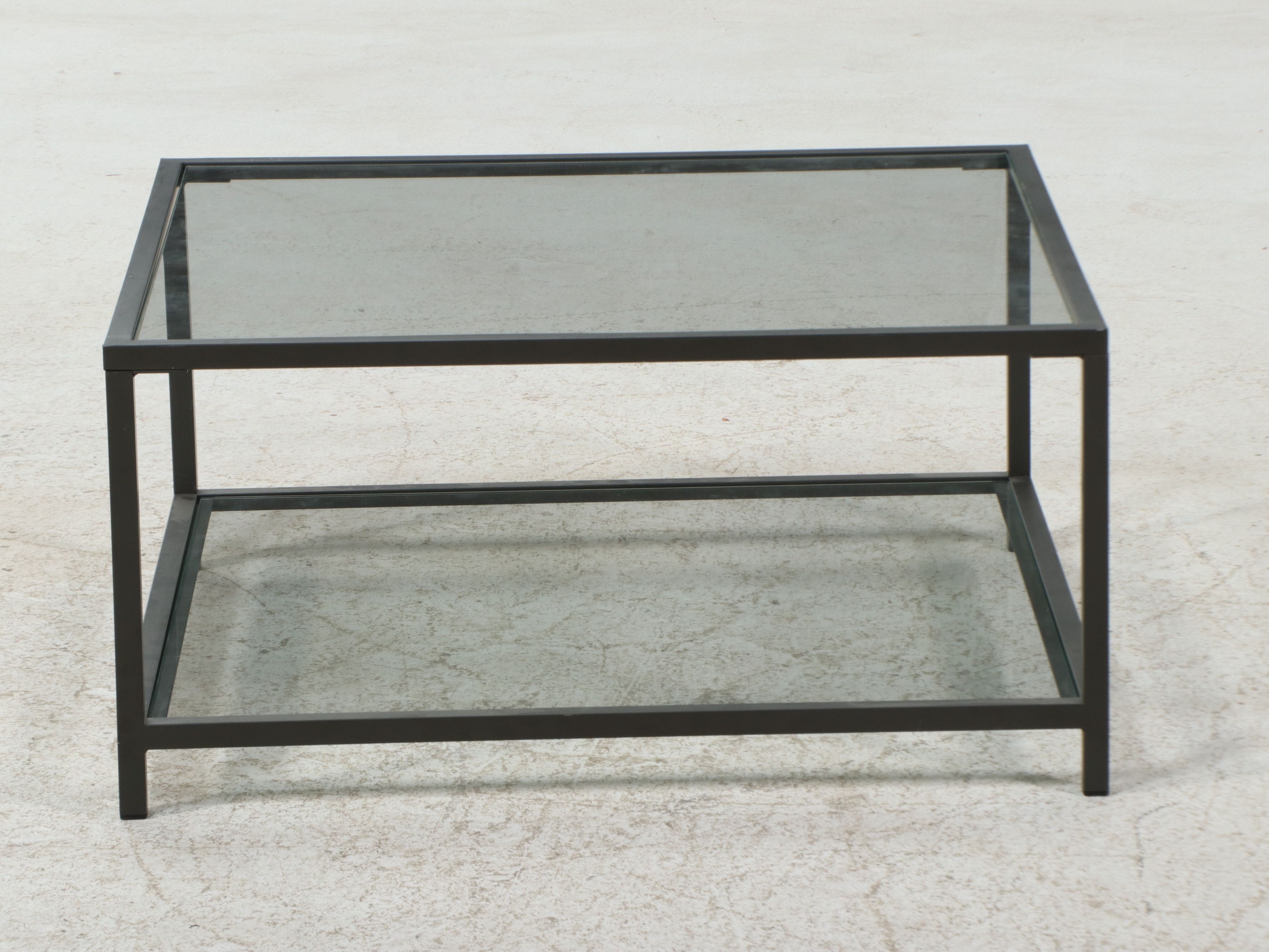 Contemporary Two-Tier Glass and Metal Coffee Table