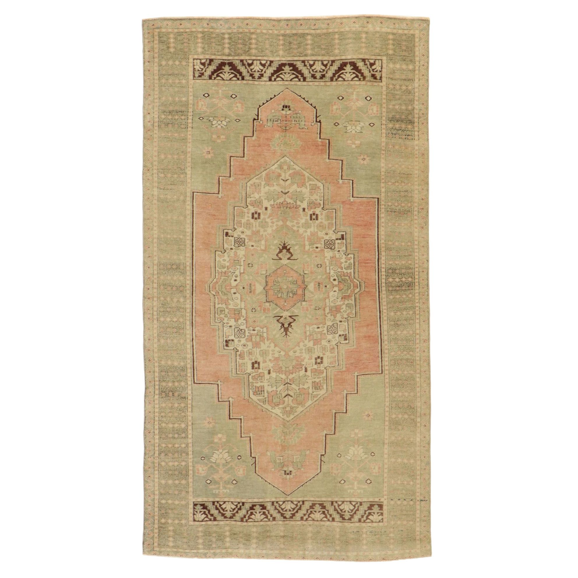 4'11 x 9'2 Hand-Knotted Turkish Oushak Area Rug