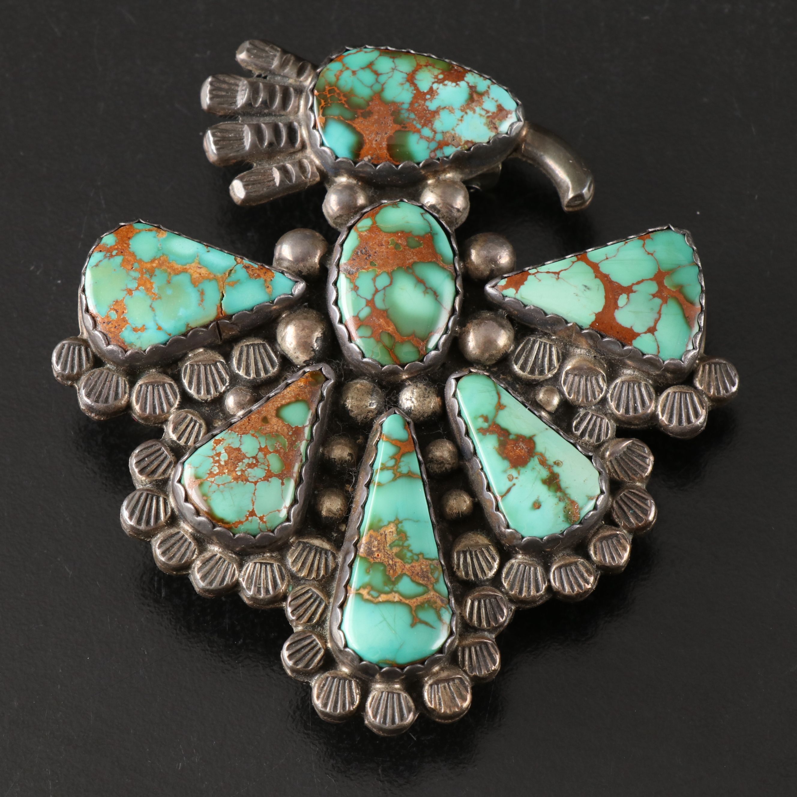 Dorothy Secatero Navajo Sterling Silver with Turquoise Inlaid Belt Buckle