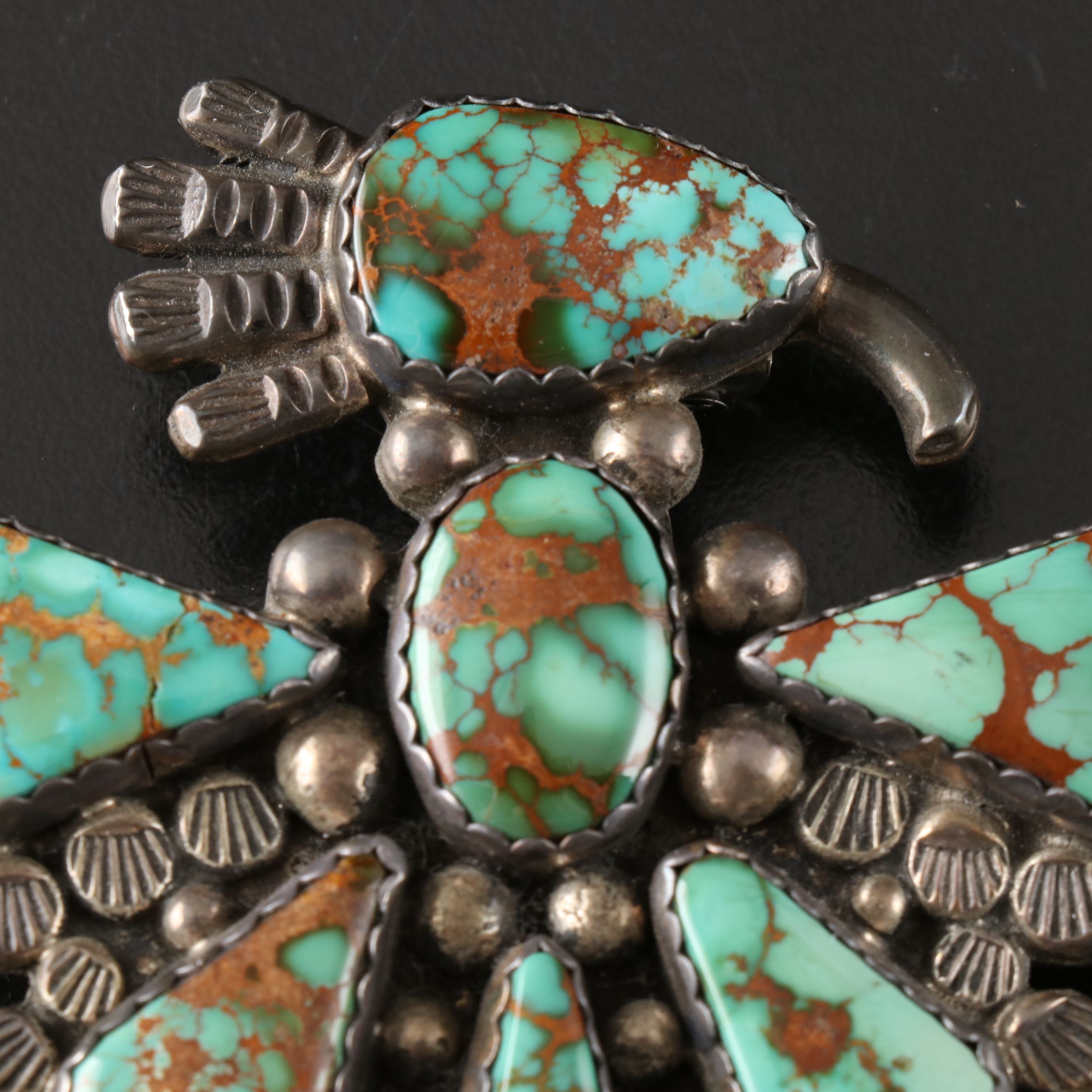 Dorothy Secatero Navajo Sterling Silver with Turquoise Inlaid Belt Buckle