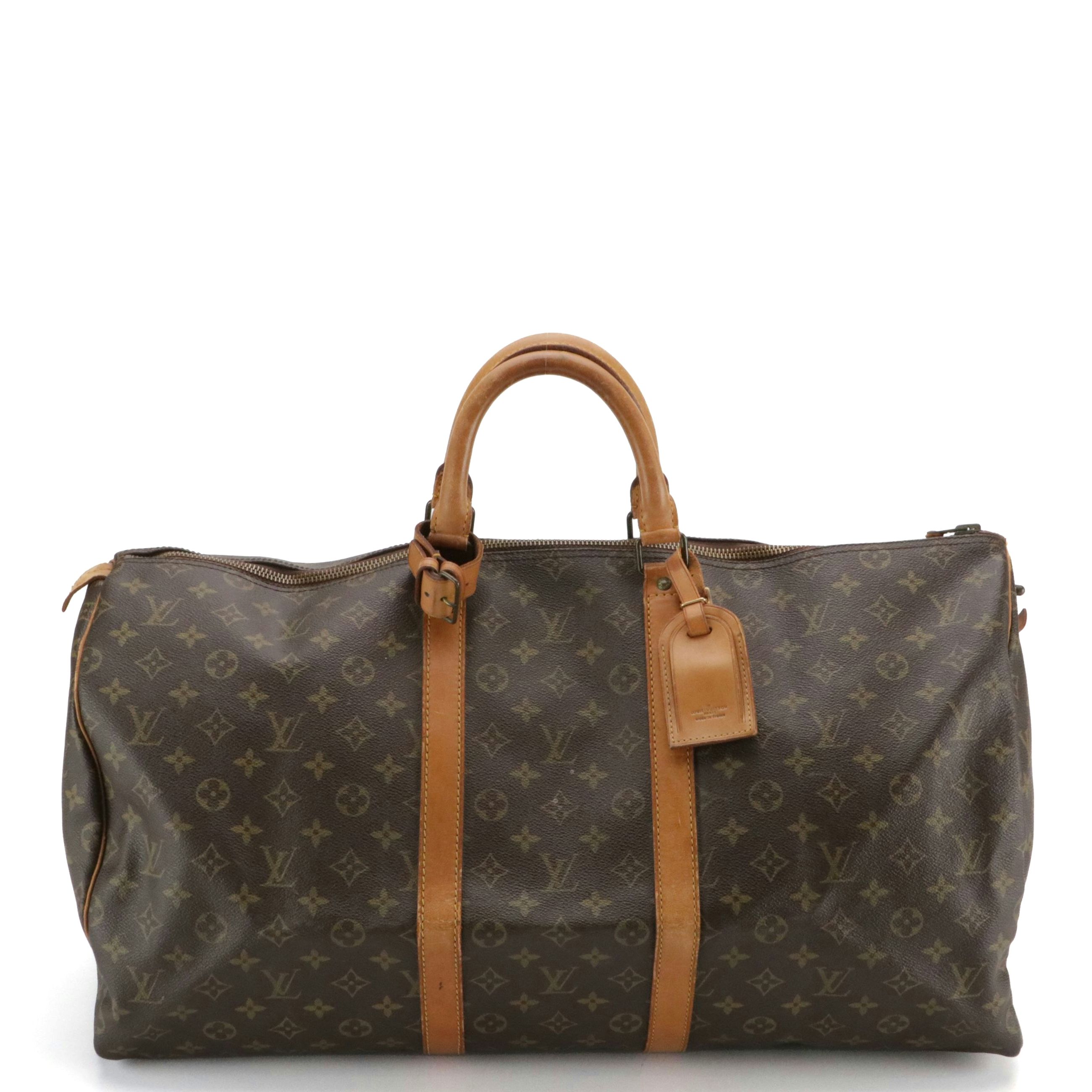 Louis Vuitton Keepall 55 Duffle Bag in Monogram Canvas and Leather