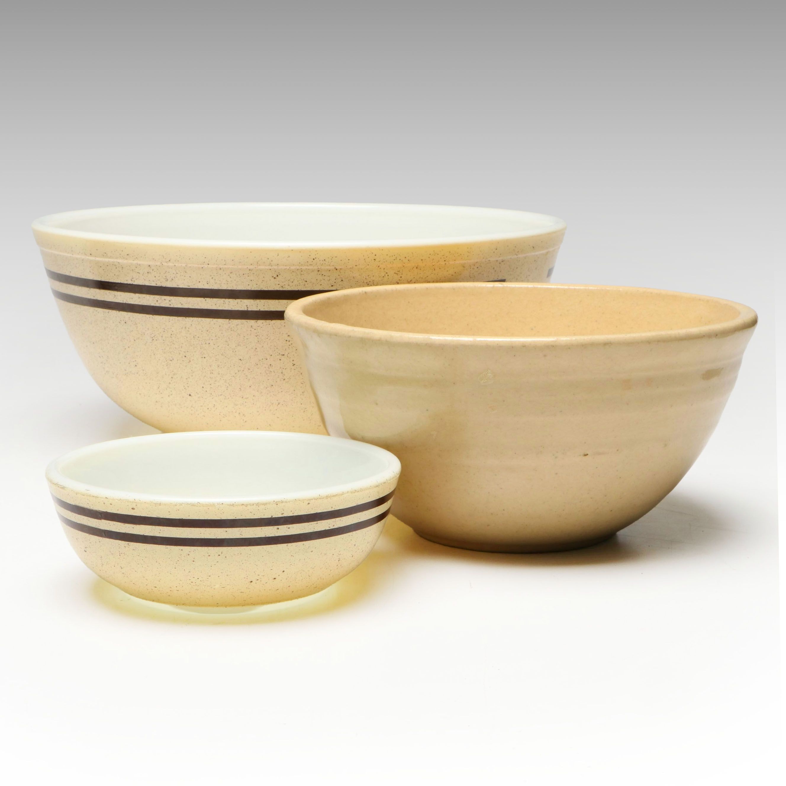 Pyrex and Yellow Ware Ceramic Bowls, Late 20th Century