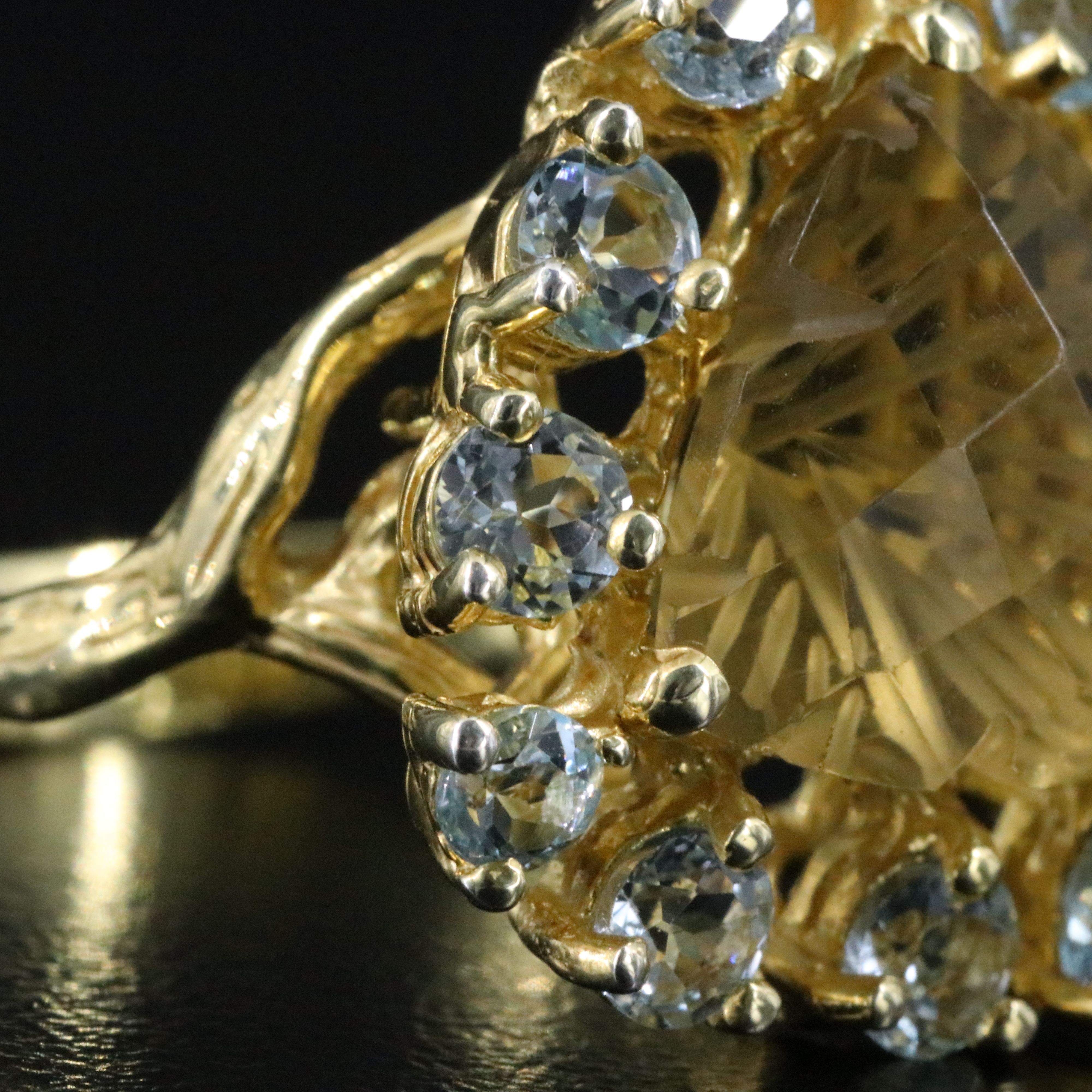 Sterling Citrine and Blue Topaz Halo Ring