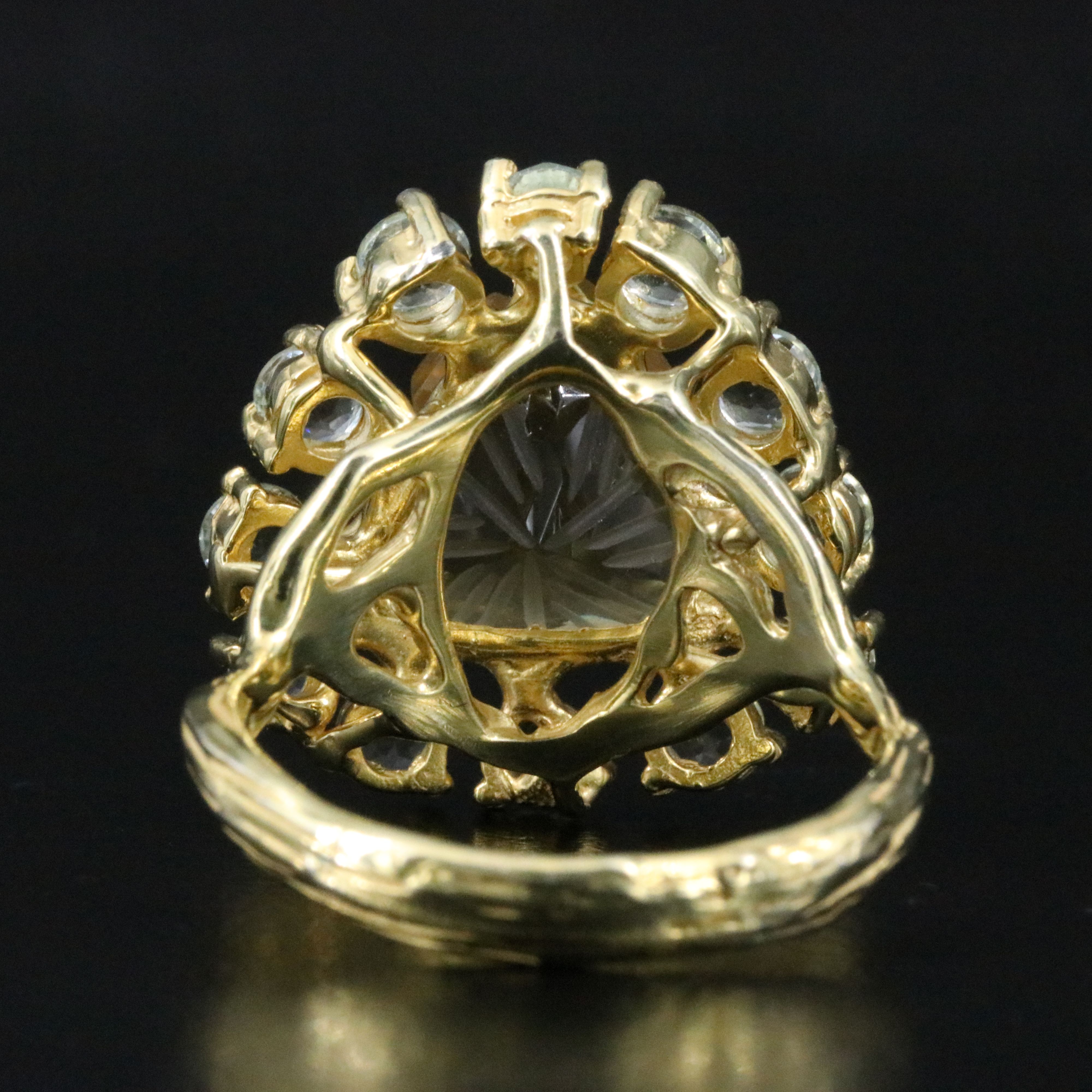 Sterling Citrine and Blue Topaz Halo Ring