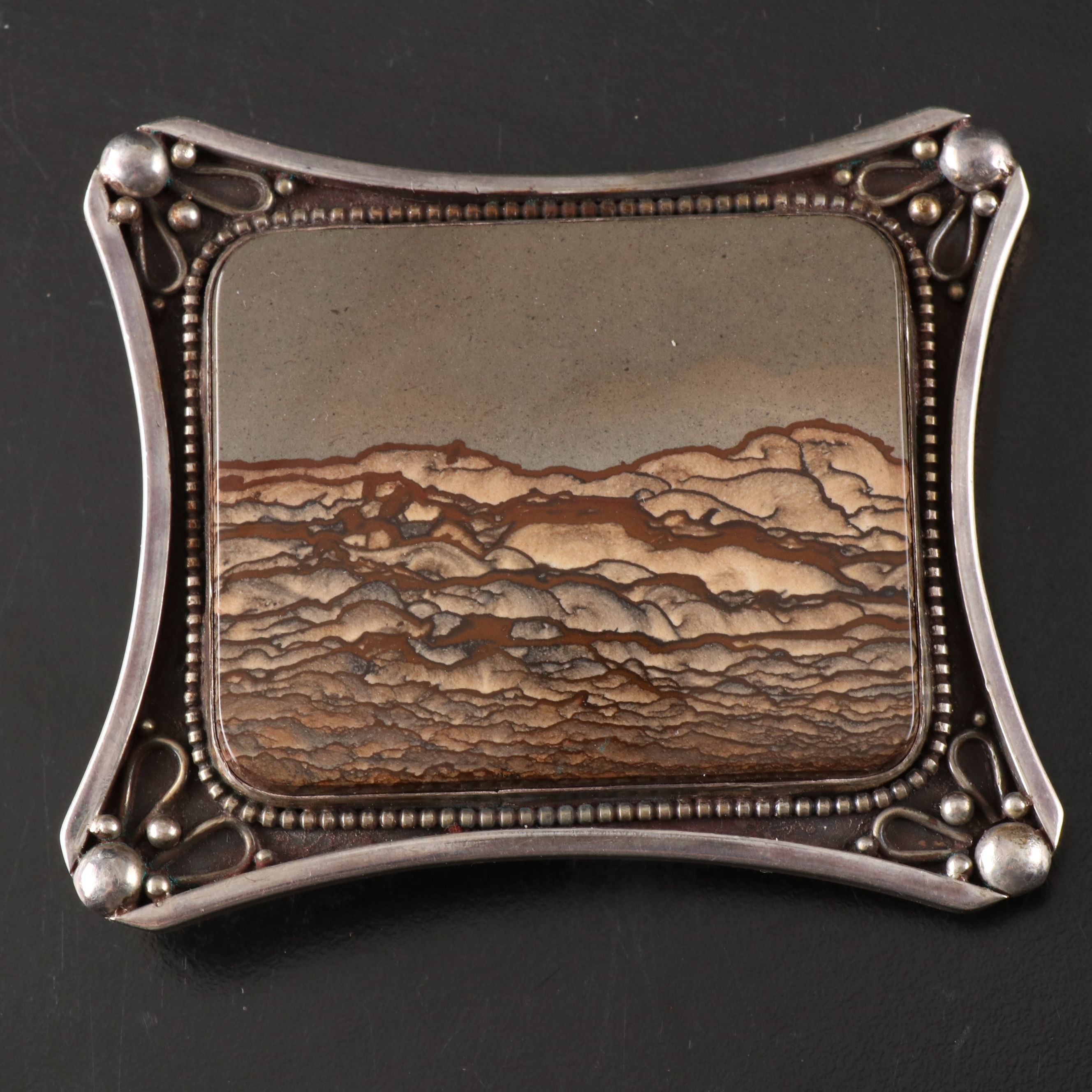 Southwestern Style Silver Plate with Jasper Pendant Belt Buckle