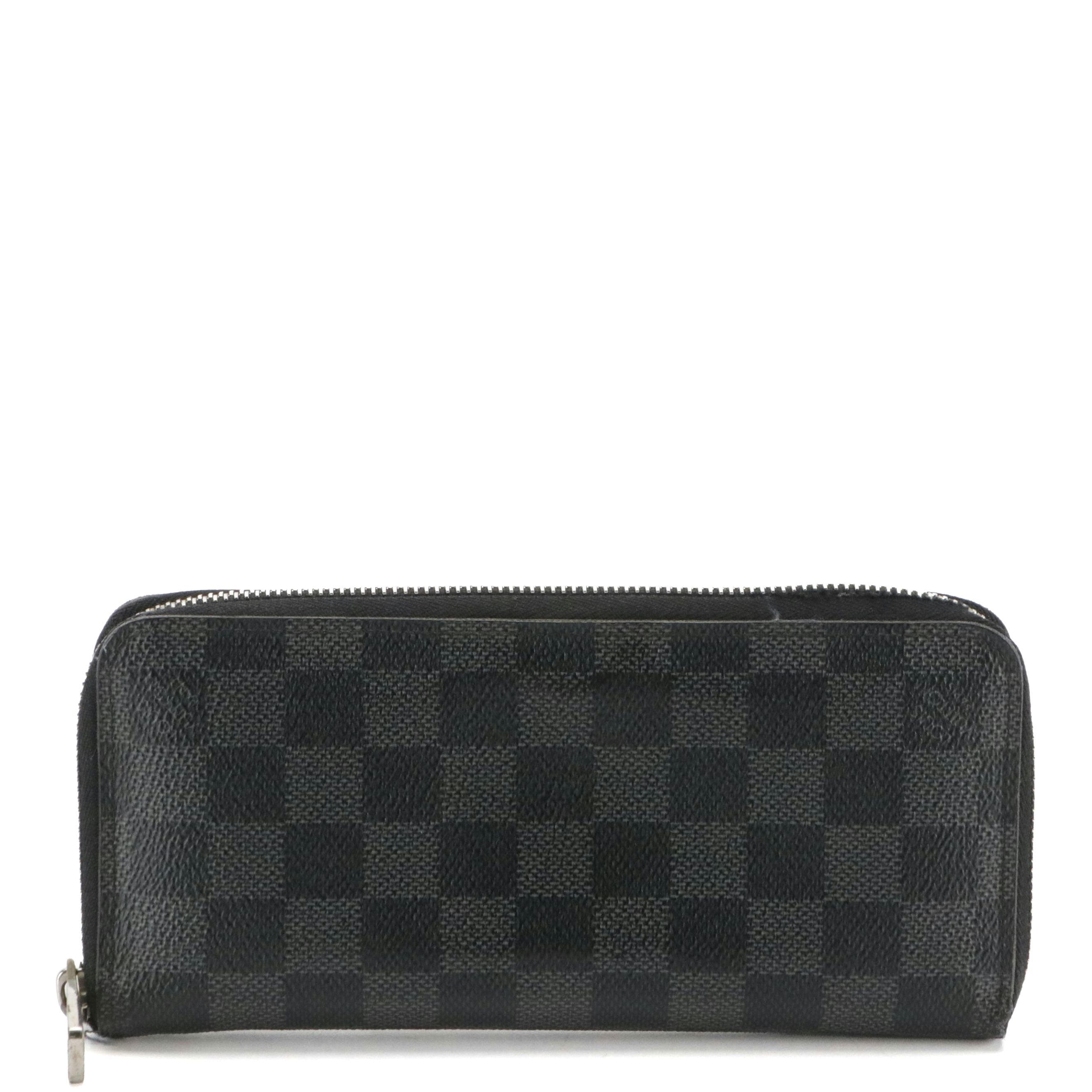 Louis Vuitton Zippy Wallet in Graphite Damier and Black Leather