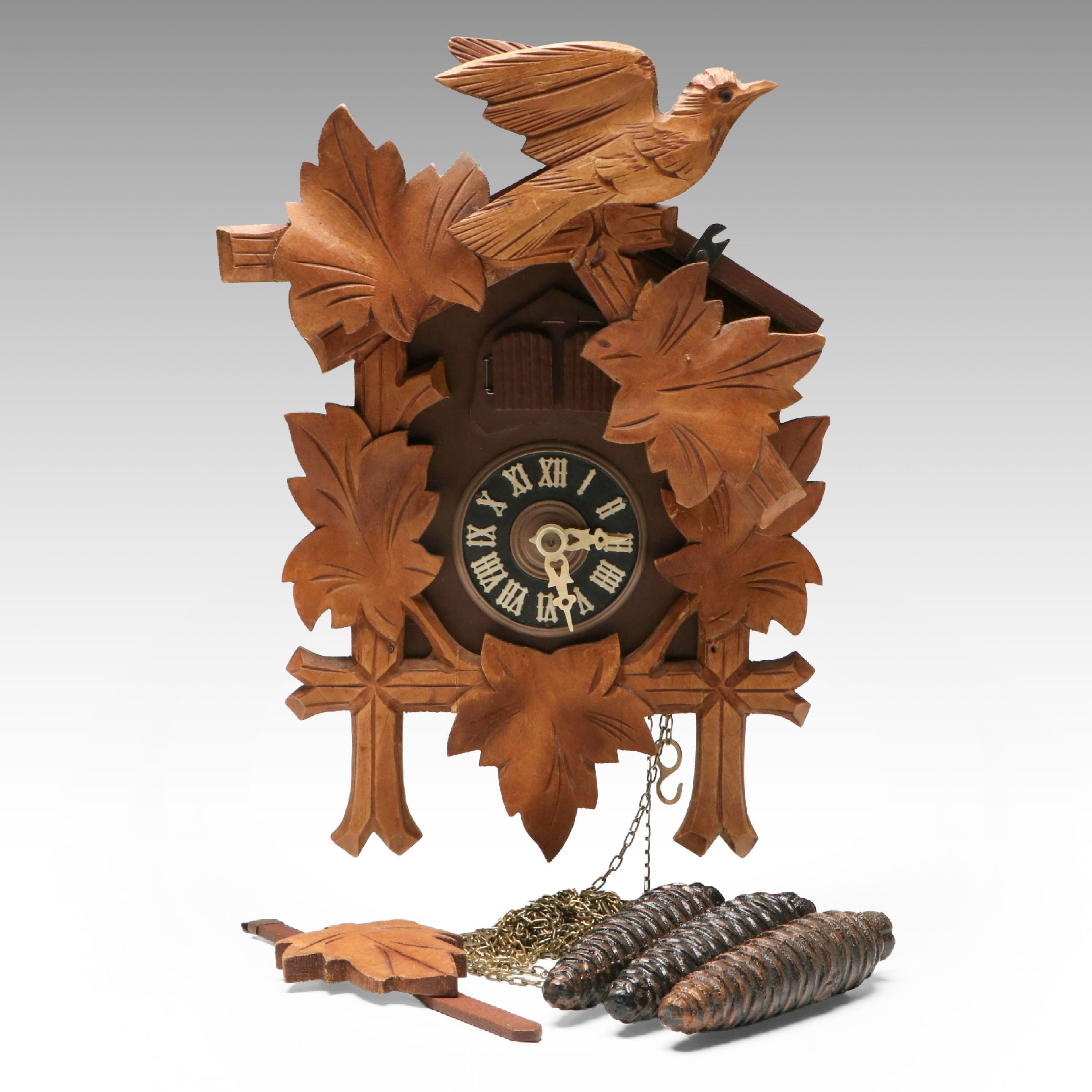 Black Forest Hand-Carved Musical Wooden Cuckoo Clock