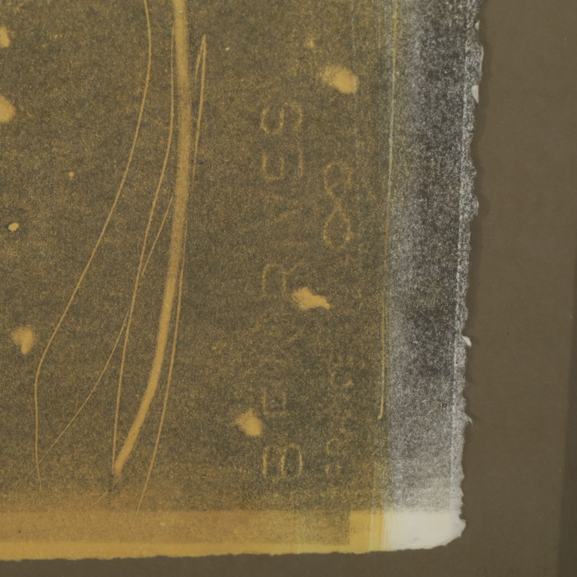 Folk Style Color Lithograph of Gothic Scene with Statue, Late 20th Century