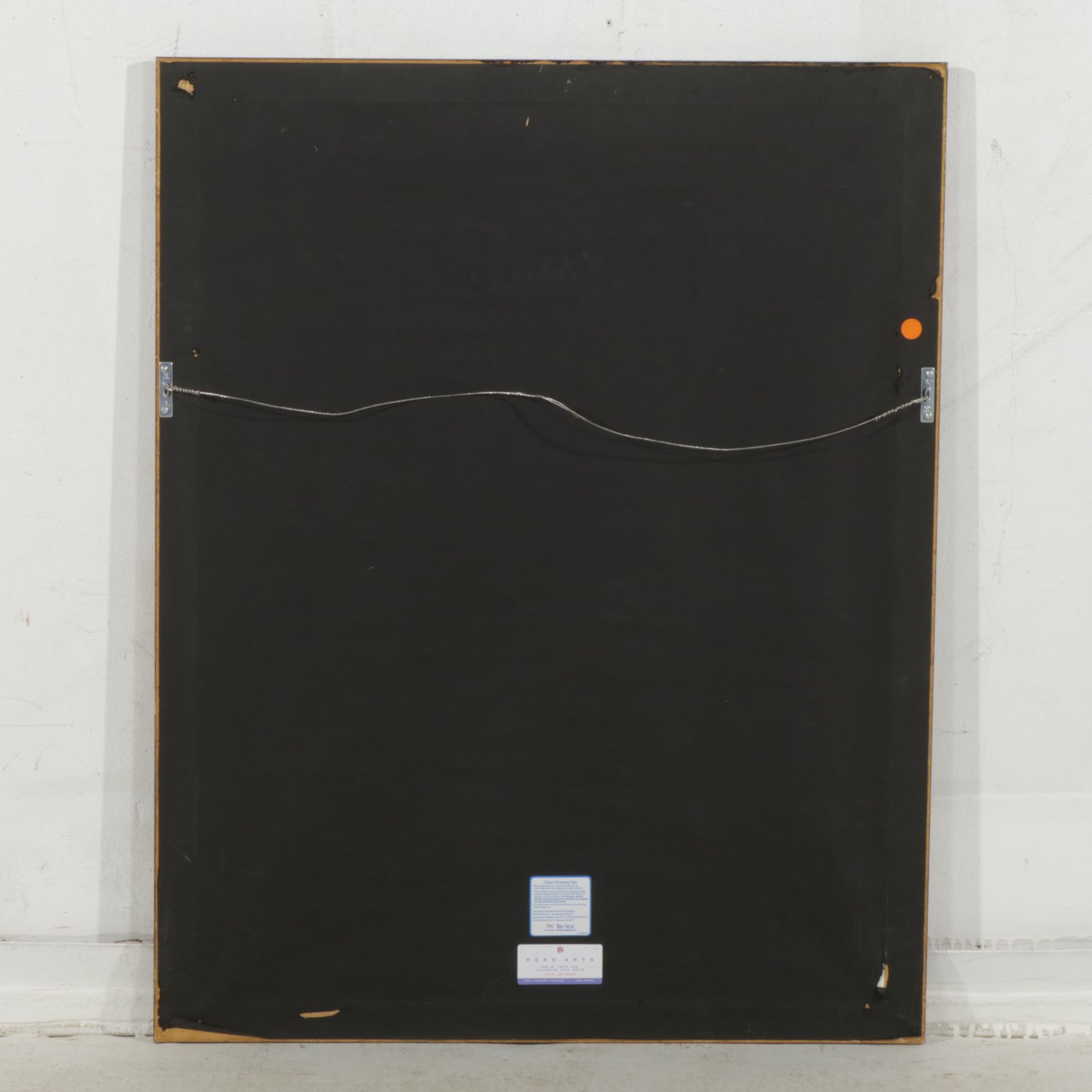 Folk Style Color Lithograph of Gothic Scene with Statue, Late 20th Century