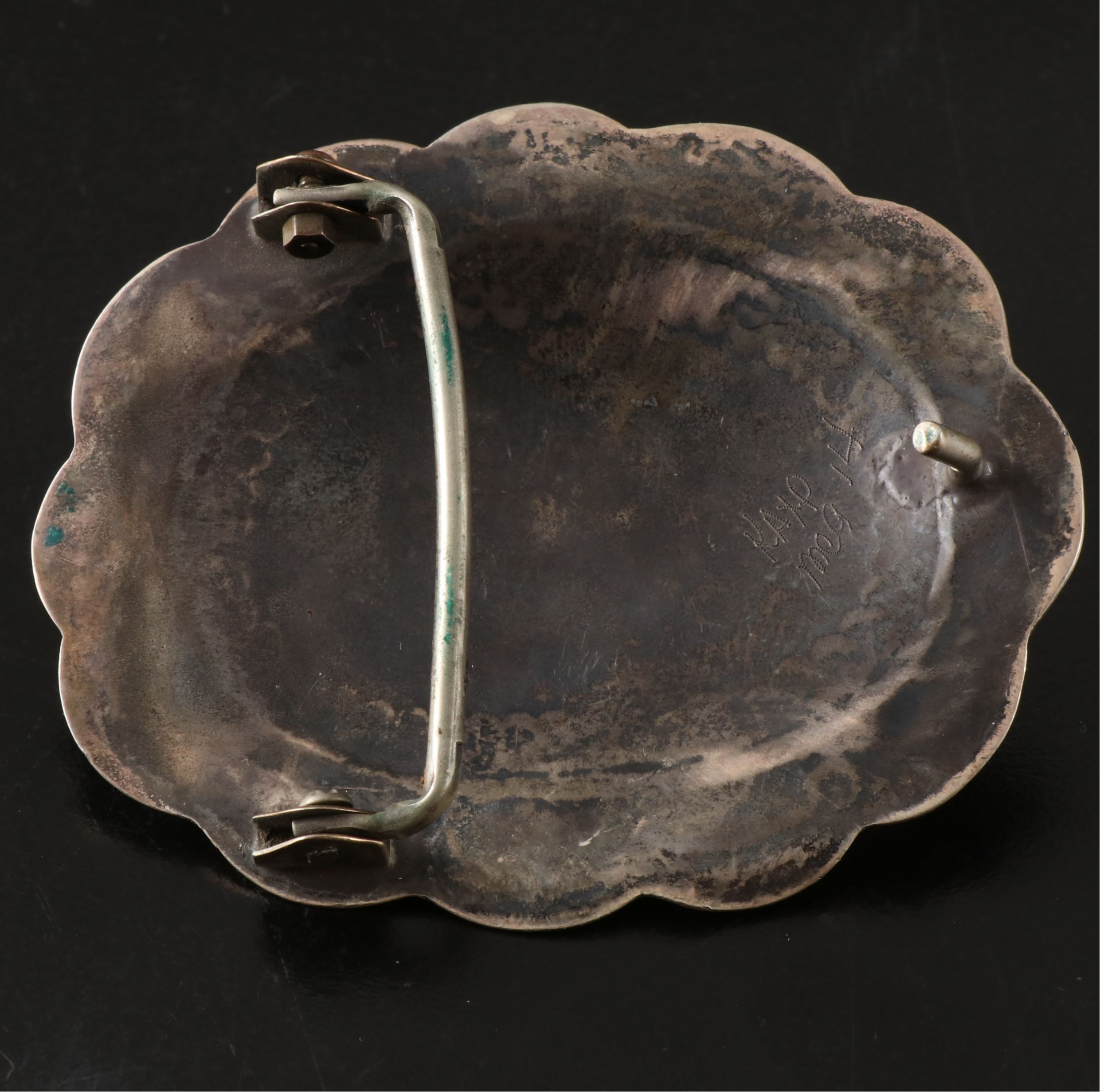 Southwestern Style Silver Plate with Turquoise Pendant Belt Buckle