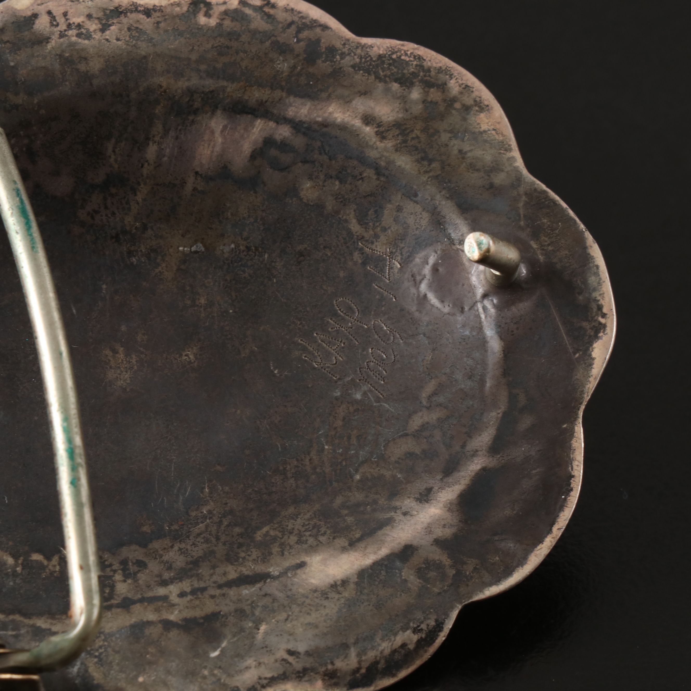 Southwestern Style Silver Plate with Turquoise Pendant Belt Buckle