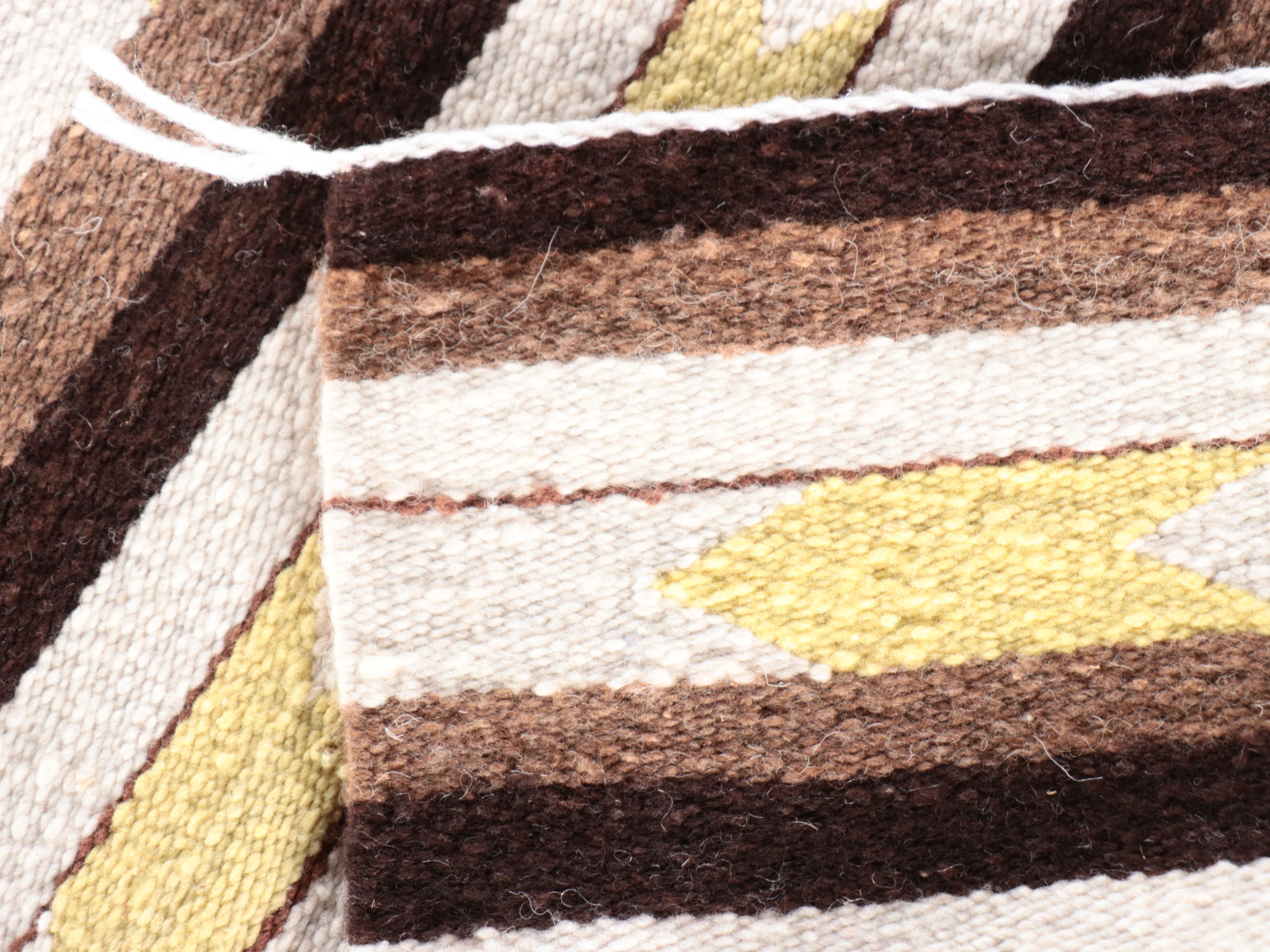 1'7 x 3' Handwoven Navajo Striped Wool Accent Rug