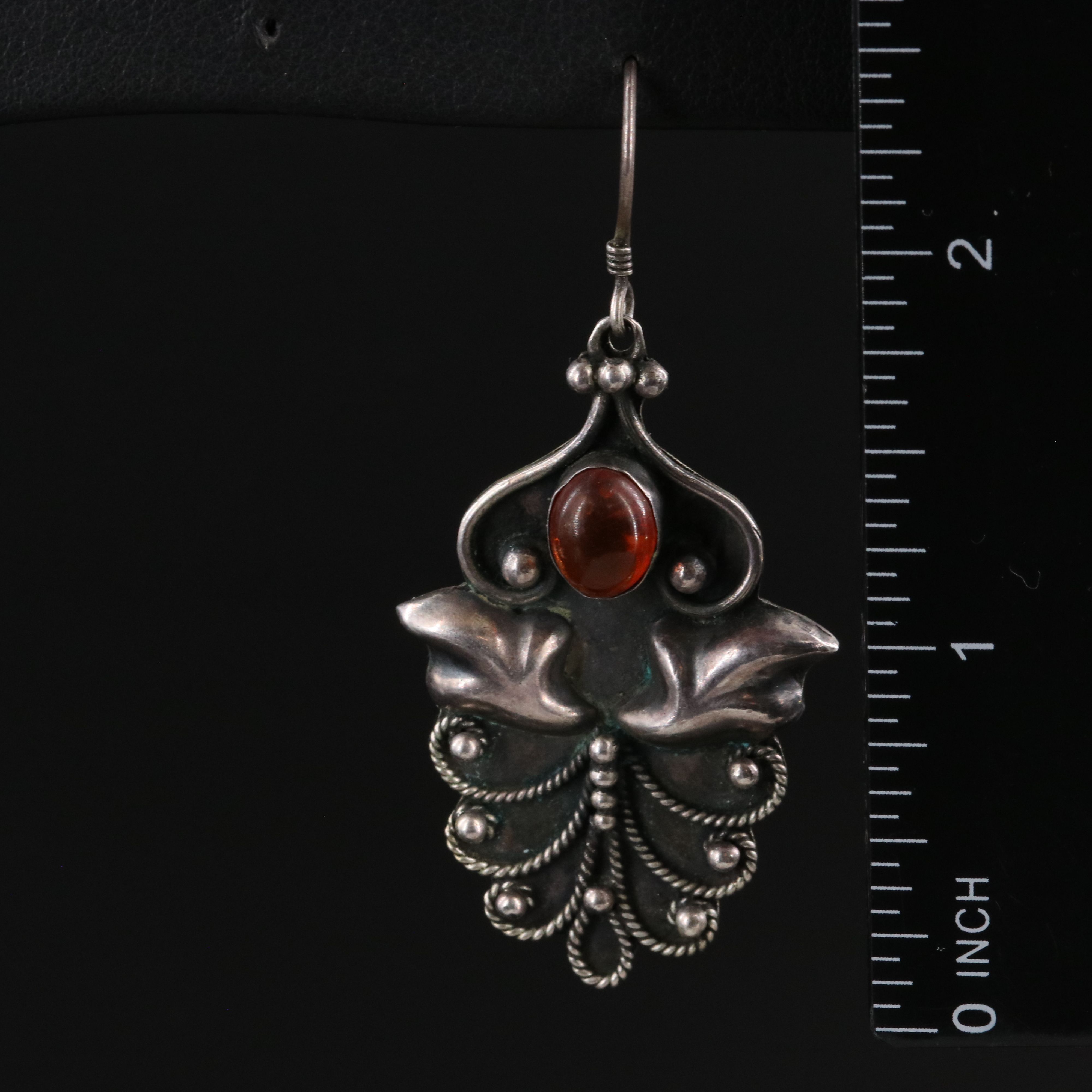 Sterling Amber Drop Earrings