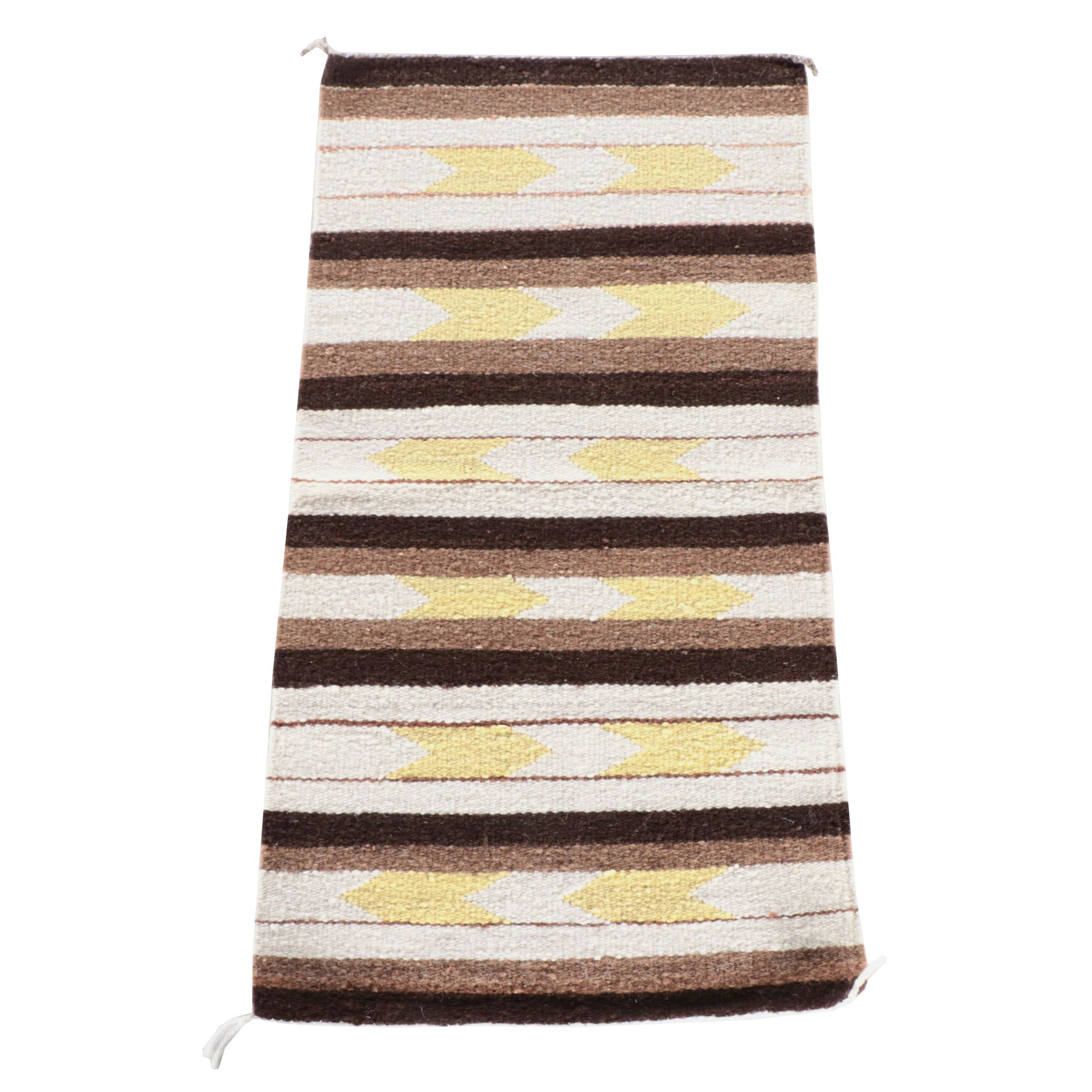 1'7 x 3' Handwoven Navajo Striped Wool Accent Rug
