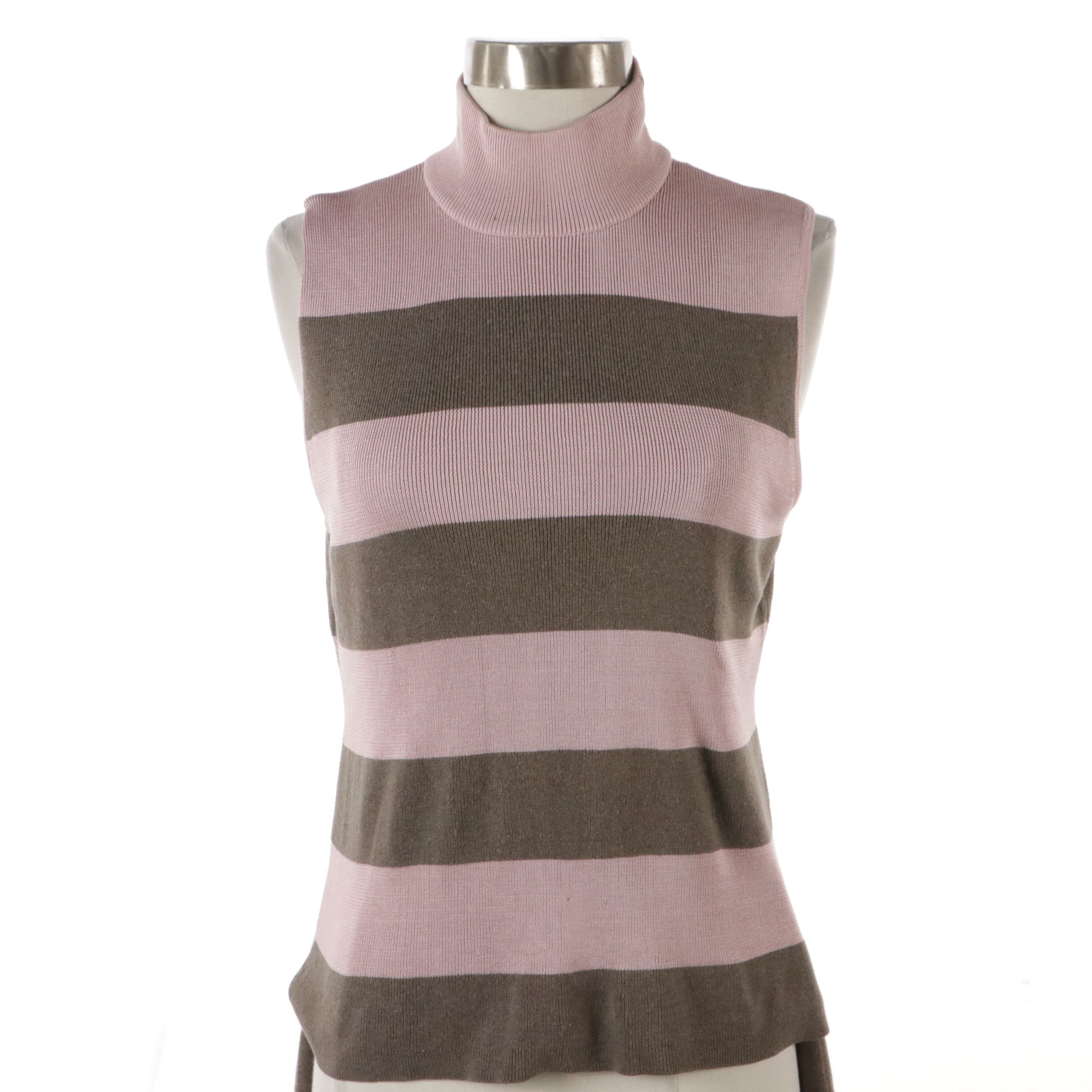 Carlisle Brown/Pink Wool Striped Three-Piece Suit Set & Navy Blue Pantsuit