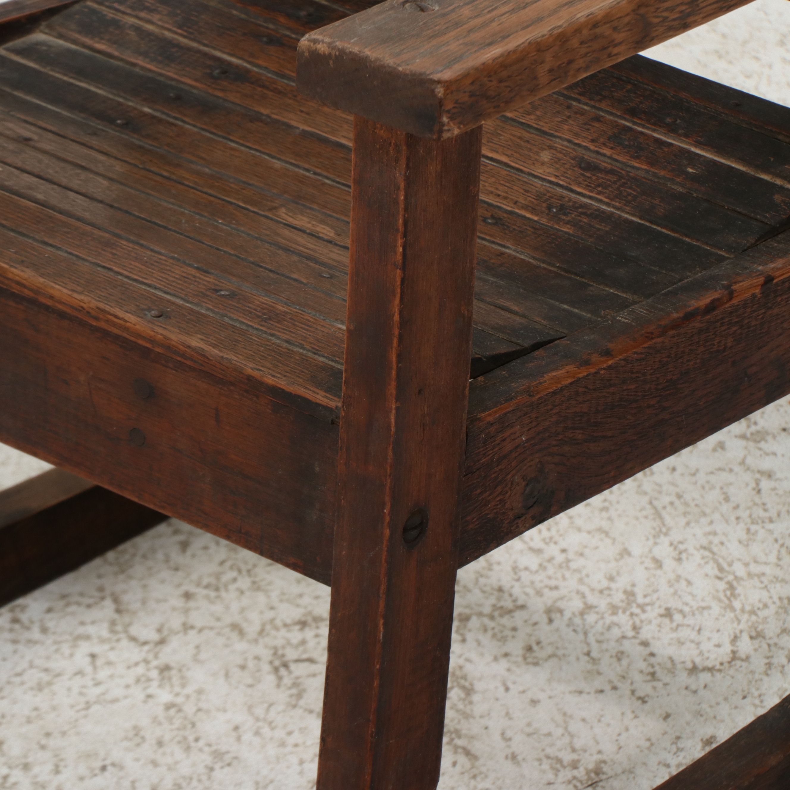 Arts and Crafts Style Oak Slatted Child's Rocking Chair, Early 20th Century