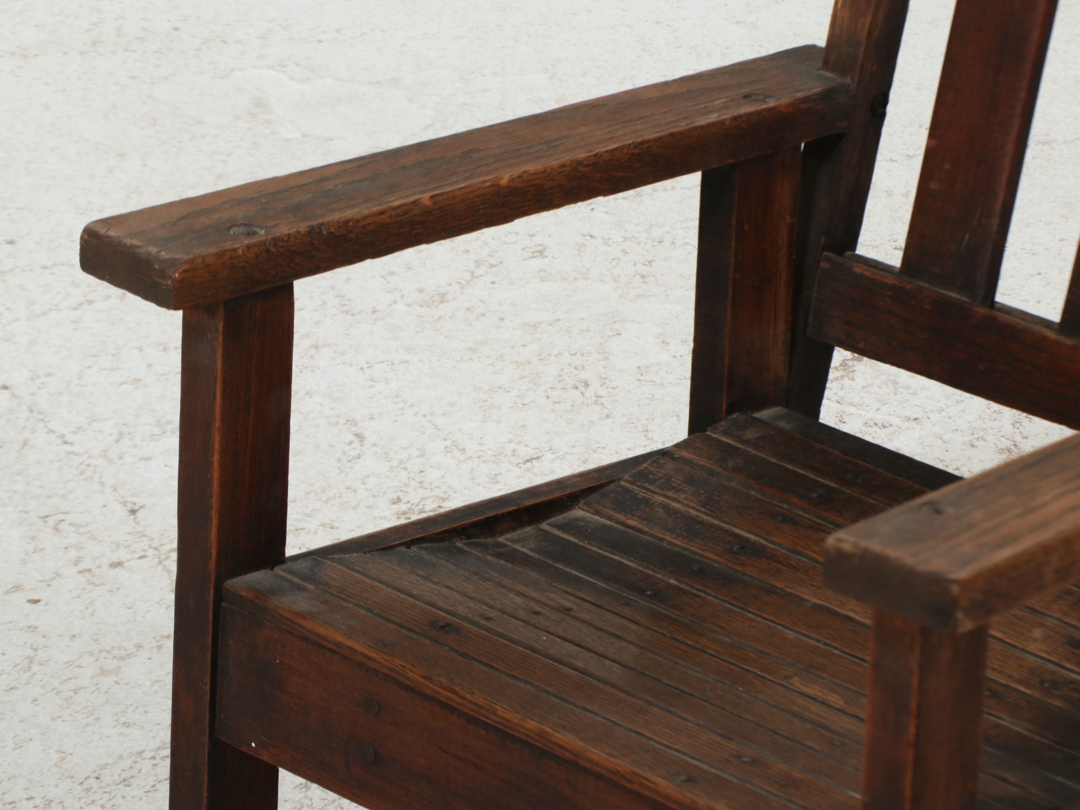 Arts and Crafts Style Oak Slatted Child's Rocking Chair, Early 20th Century