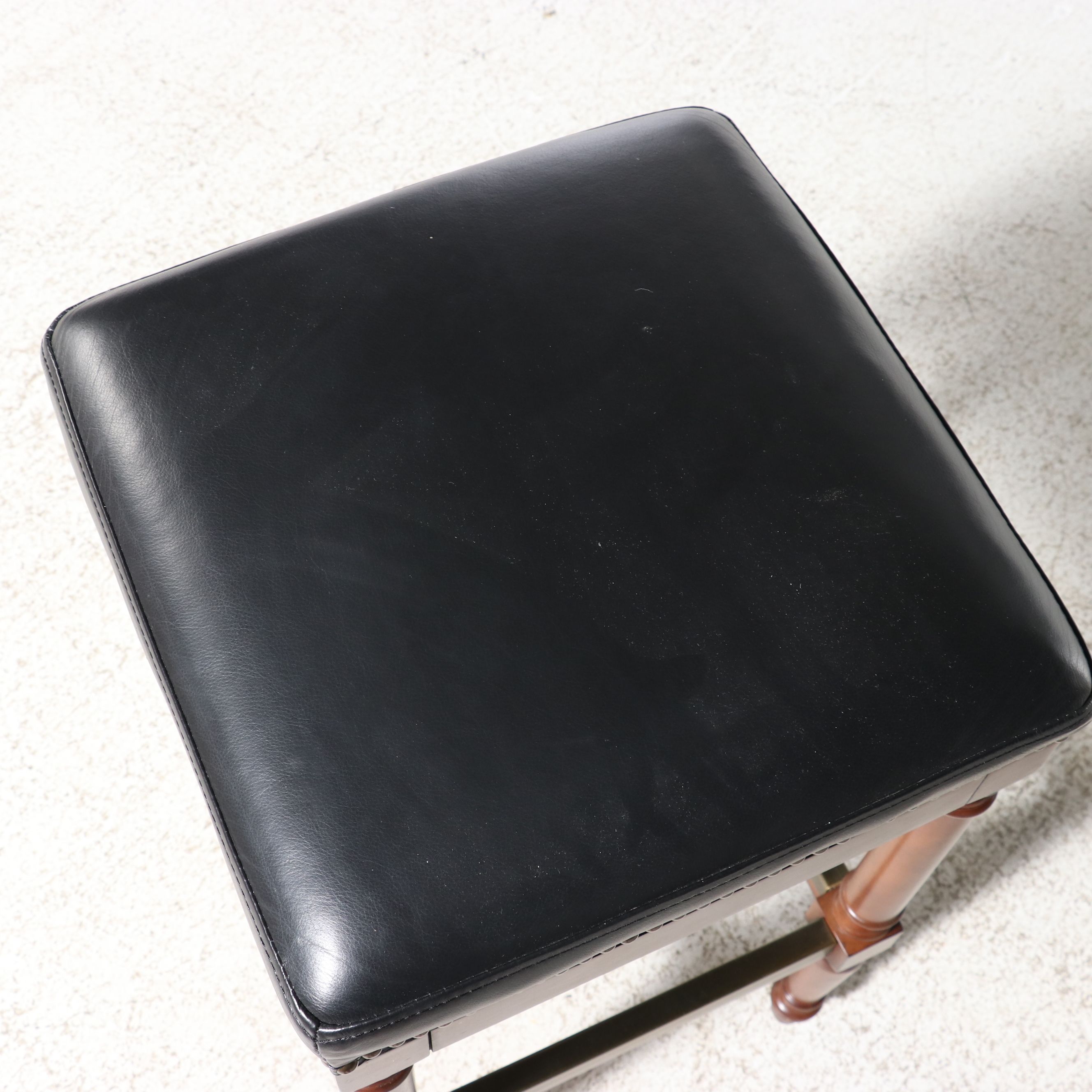 Pair of Frontgate Pub Style Leather Counter Stools, 2014
