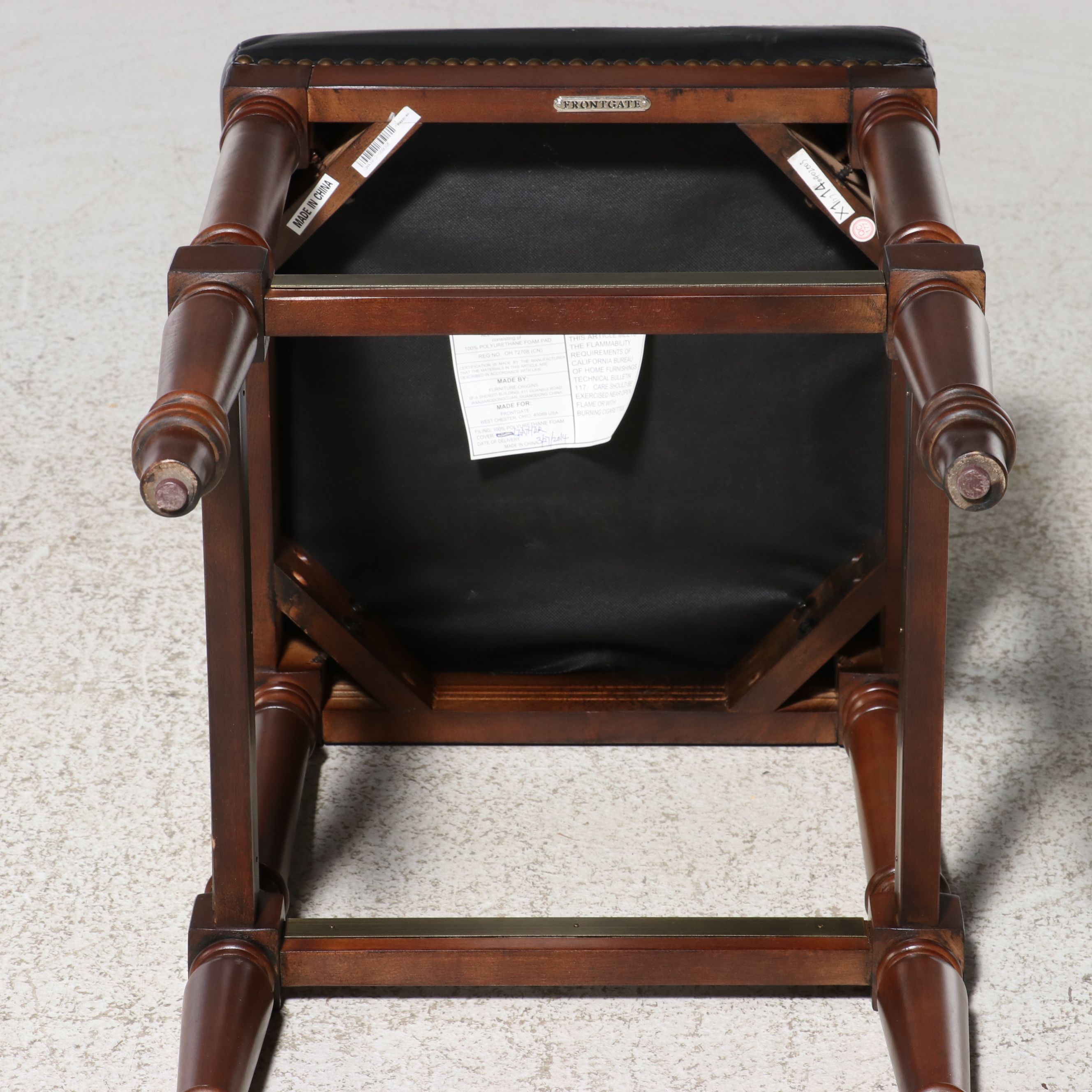 Pair of Frontgate Pub Style Leather Counter Stools, 2014