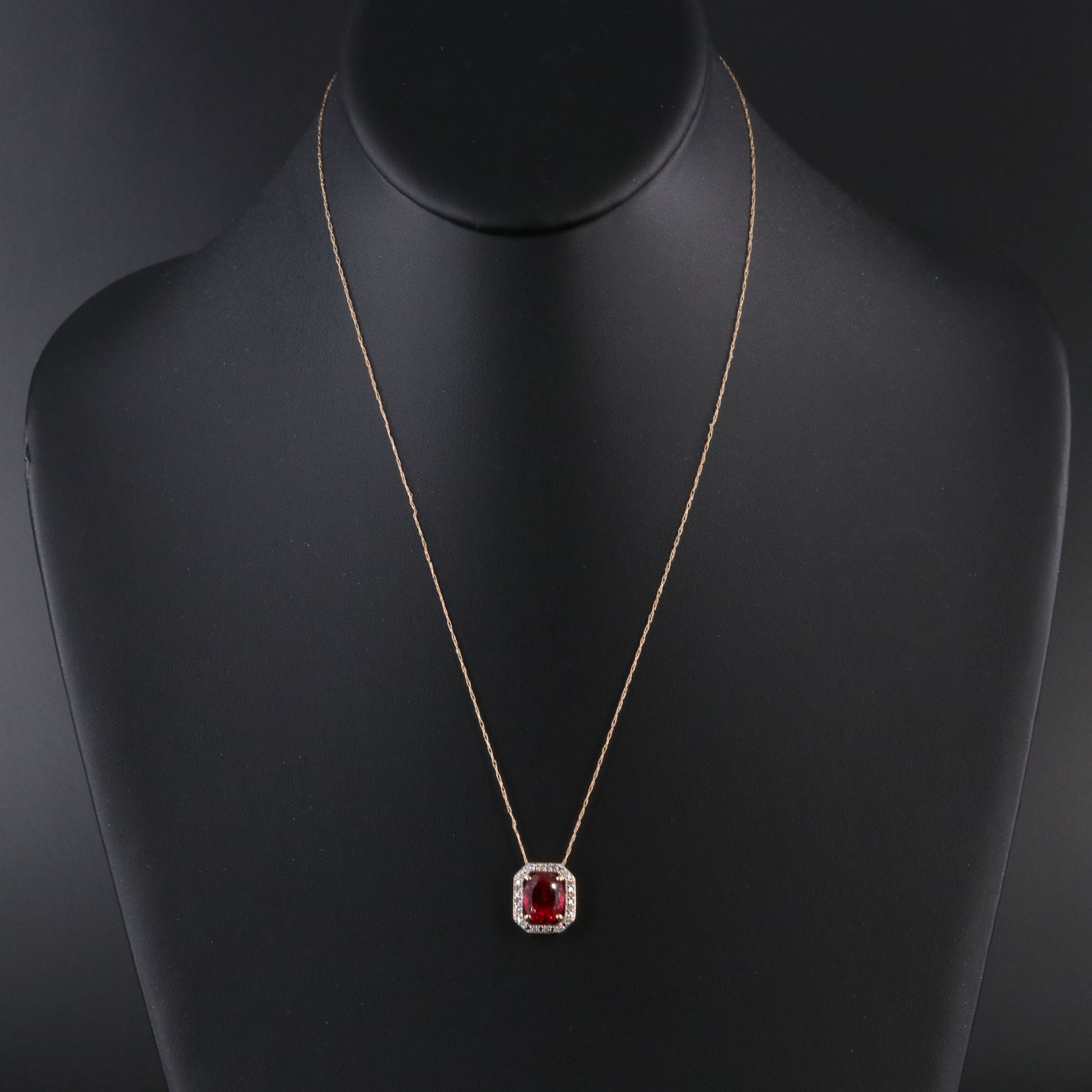 10K Ruby and Diamond Pendant Necklace