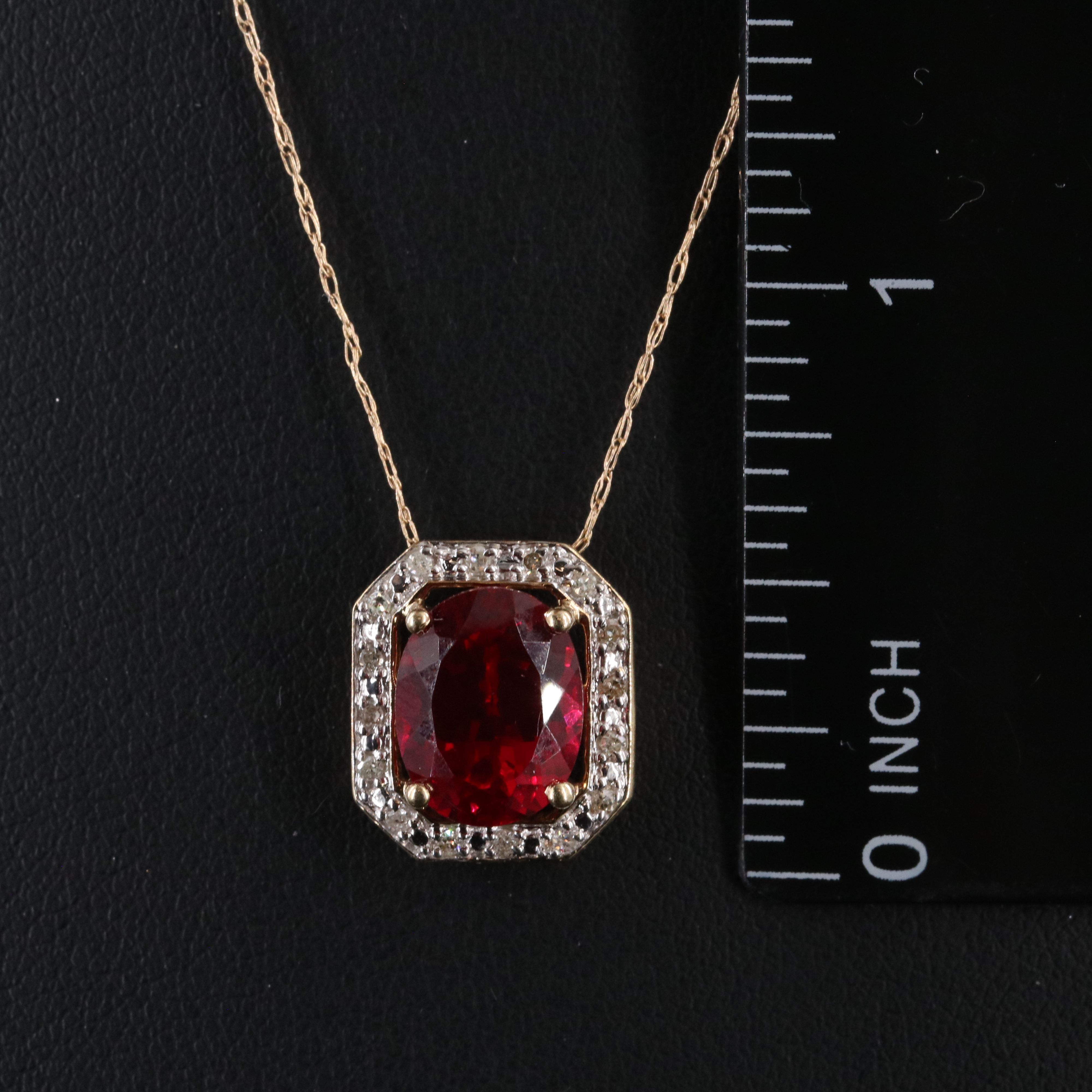 10K Ruby and Diamond Pendant Necklace