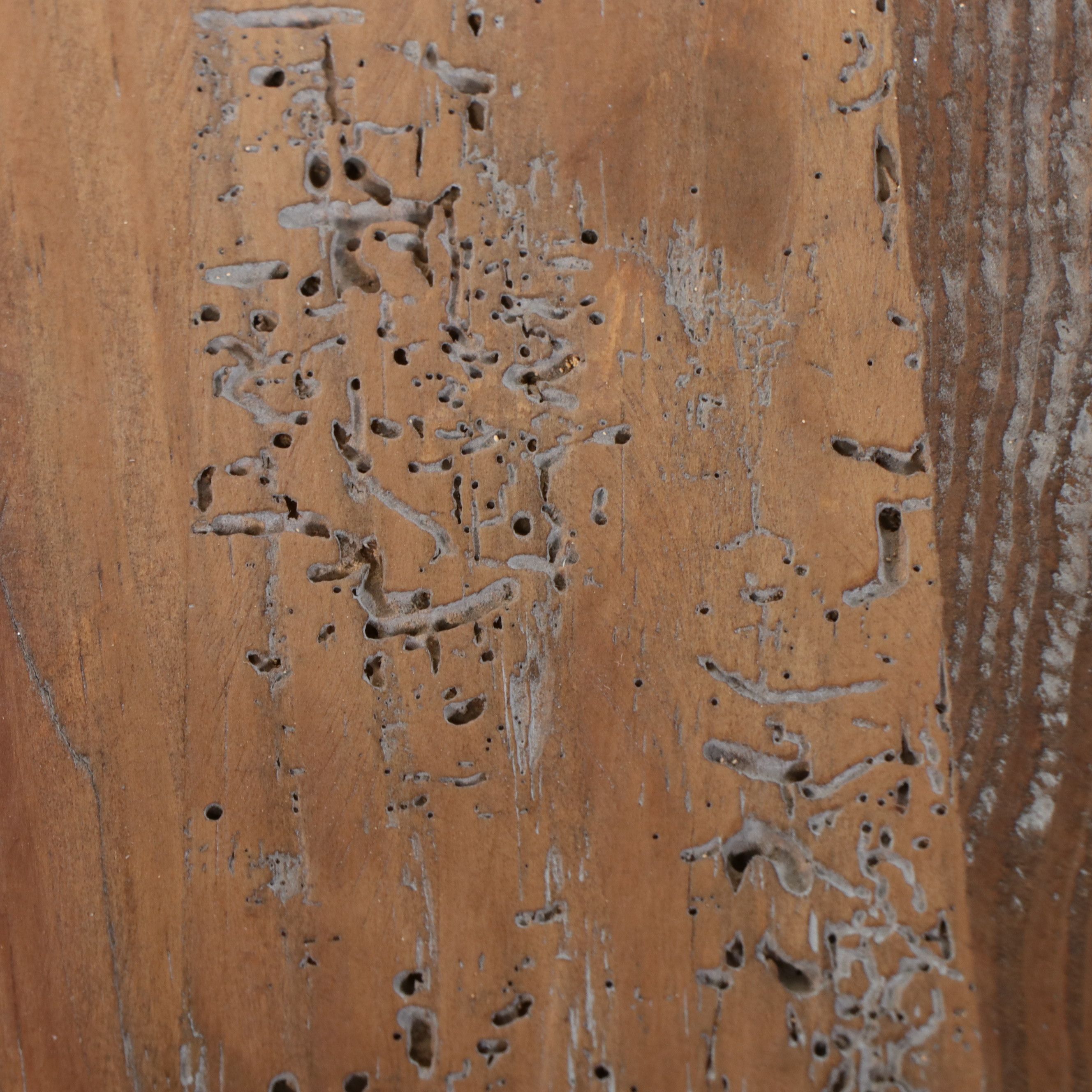 Arts & Crafts Style Twisted Wrought Iron Pedestal Side Table with Wooden Top