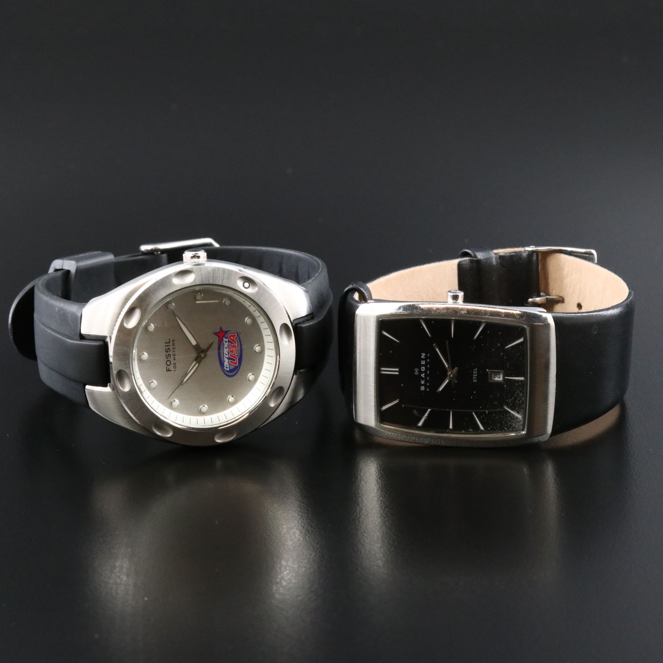 Skagen and Fossil Stainless Steel Quartz Watches