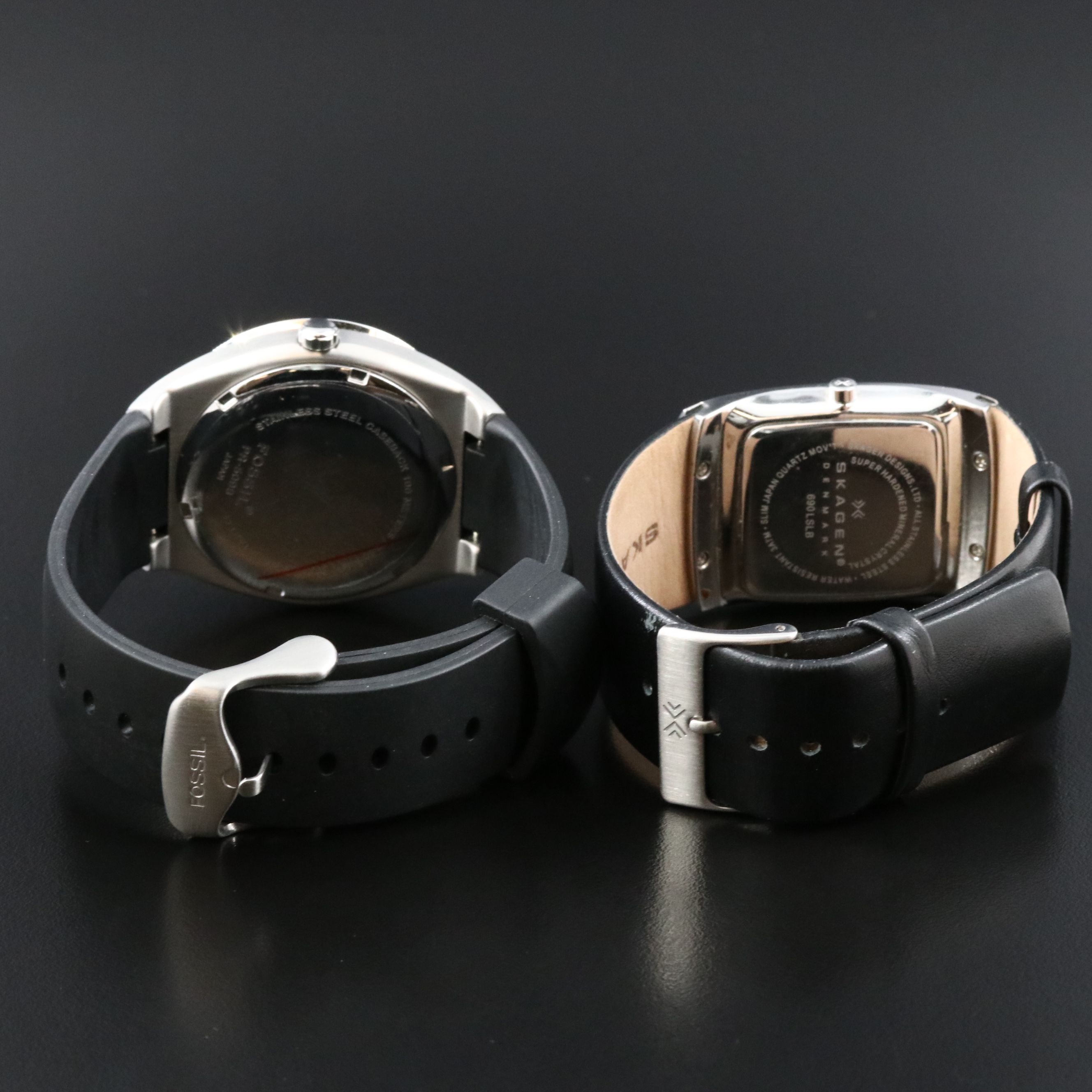 Skagen and Fossil Stainless Steel Quartz Watches