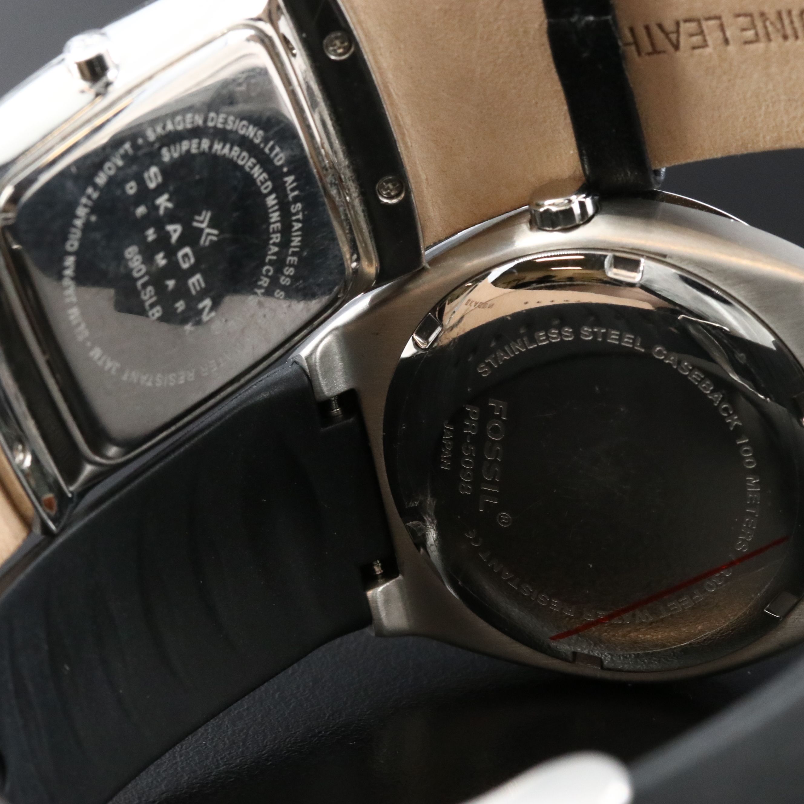 Skagen and Fossil Stainless Steel Quartz Watches