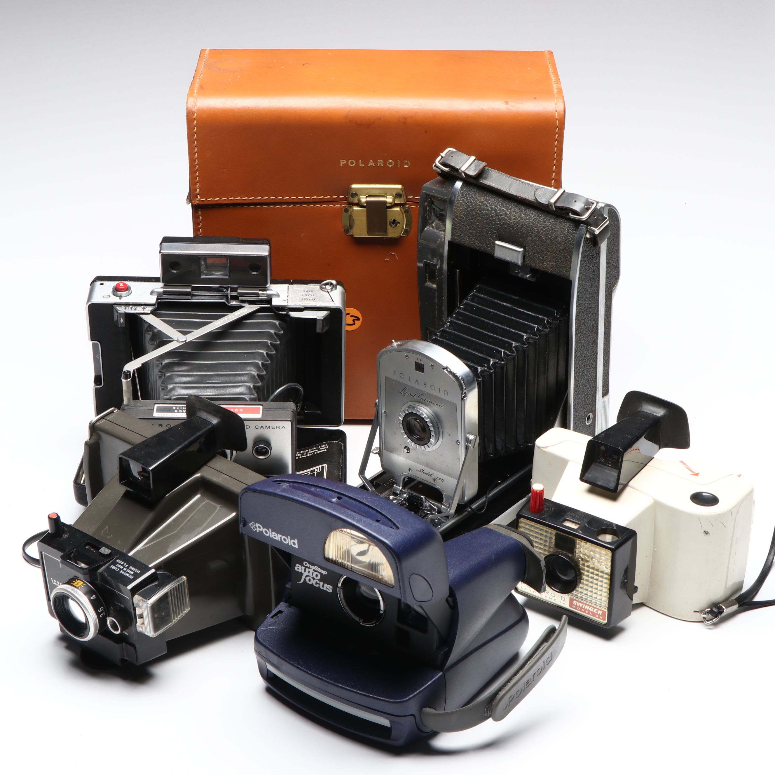 Polaroid Land Camera 150 in Case and More Instant Cameras, Mid to Late 20th C.
