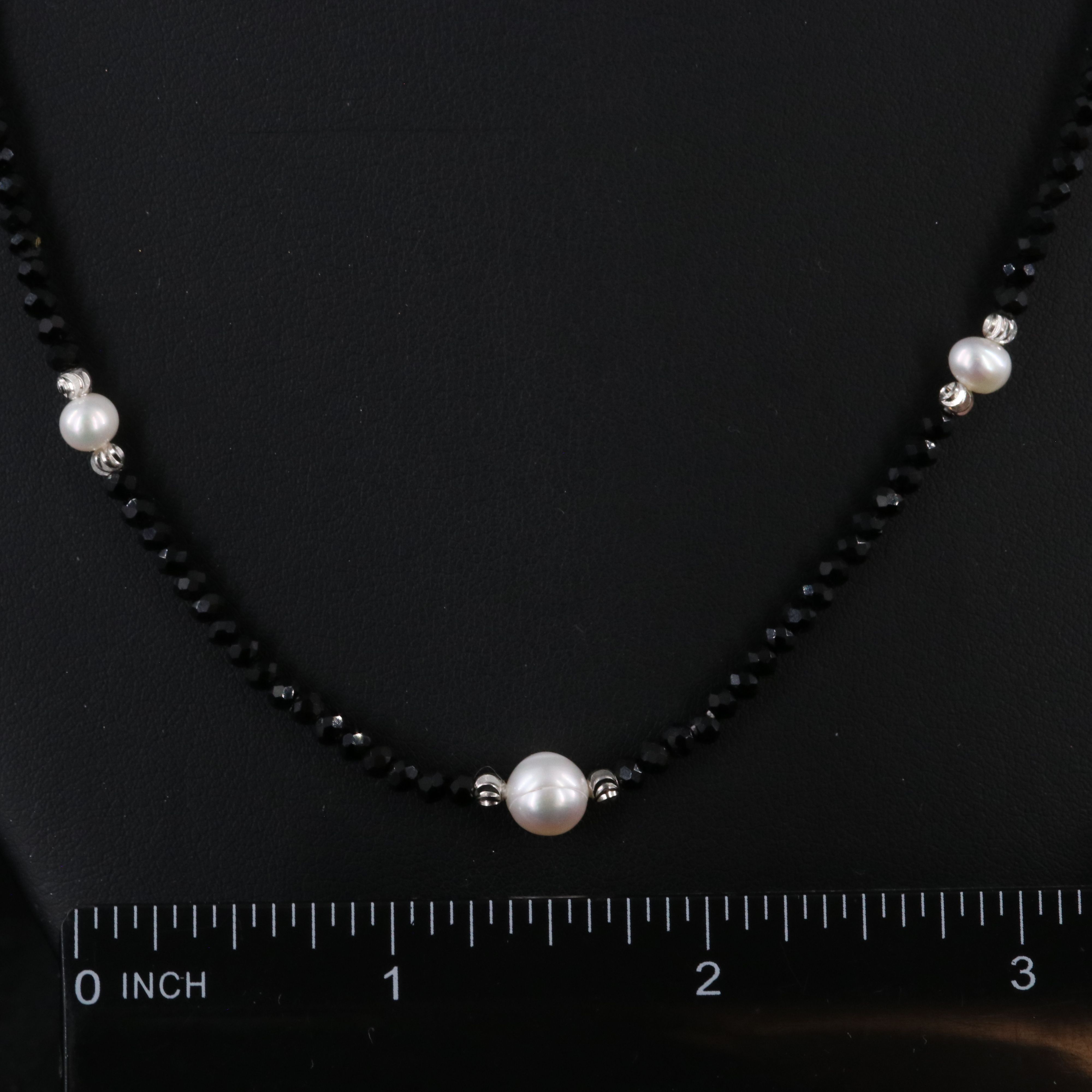 Station Pearl and CZ Necklace