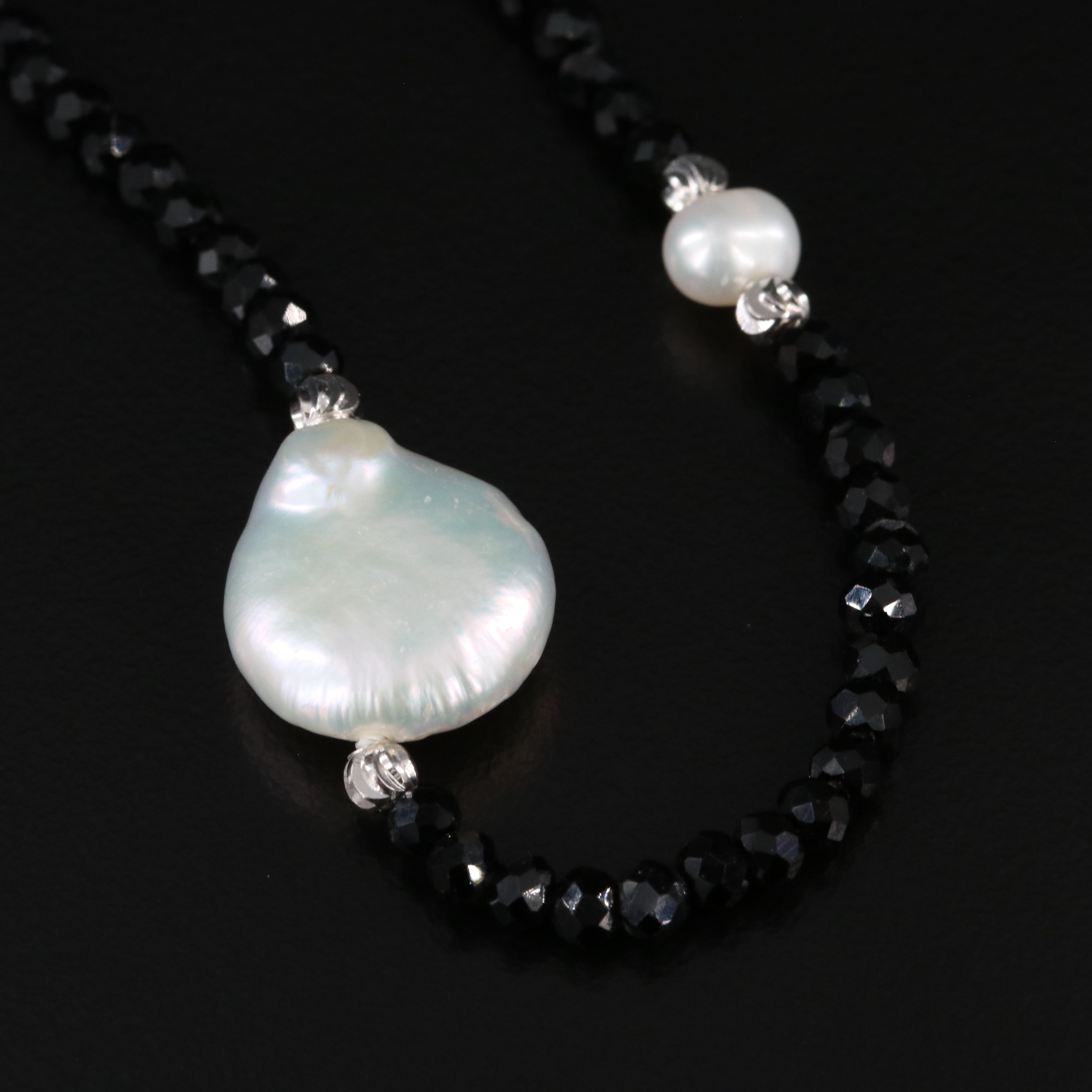 Station Pearl and CZ Necklace