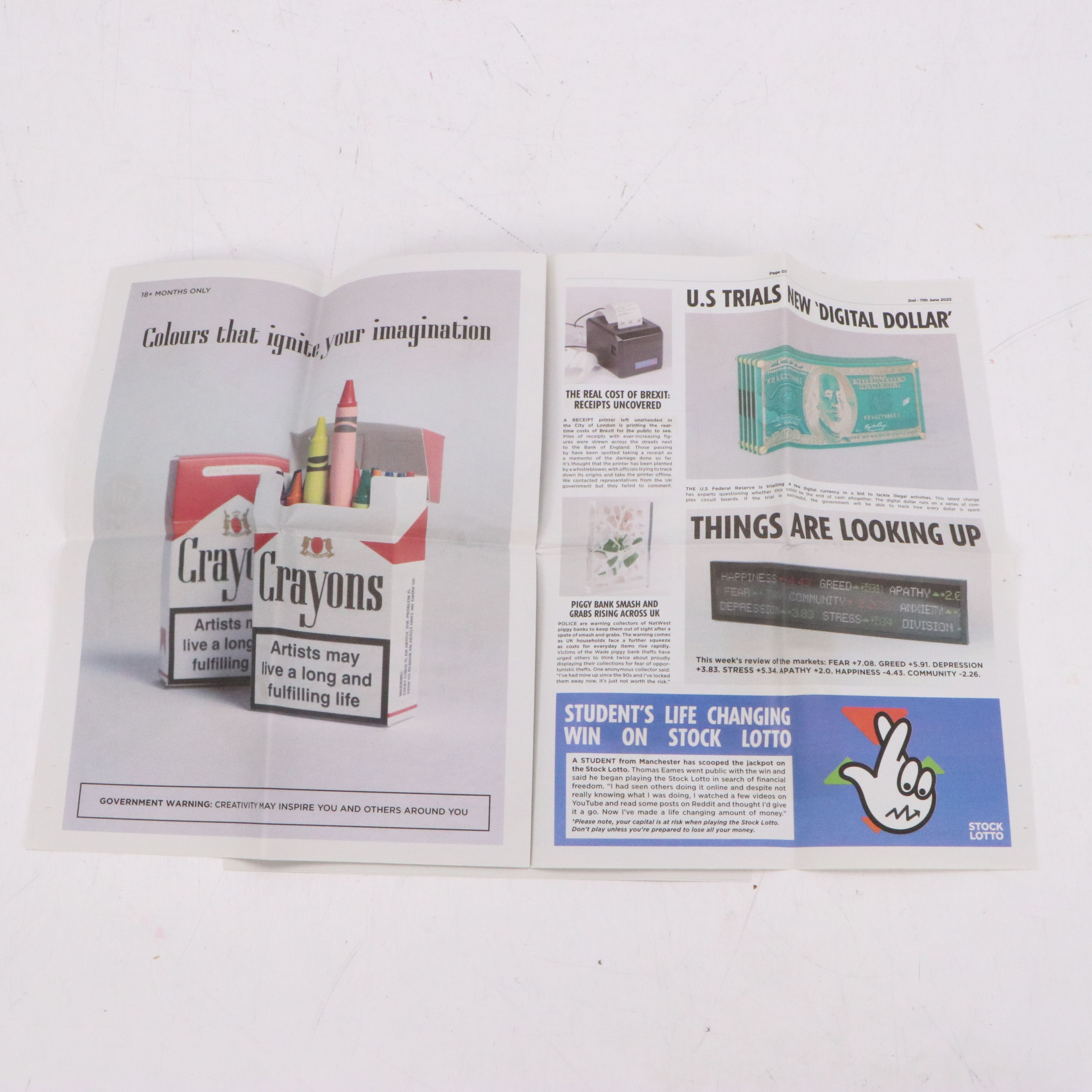 Offset Lithograph Faux Newsprint Promoting "Death and Taxes," 2022