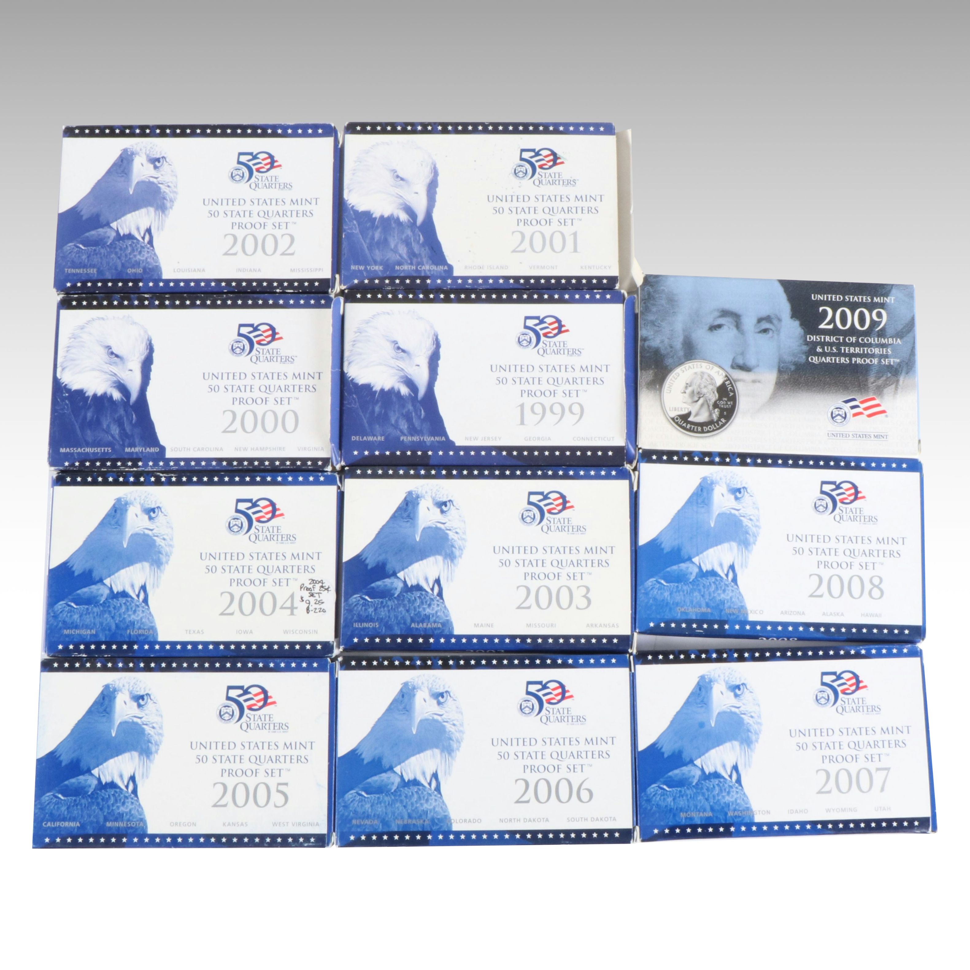 Complete Set of Eleven State Quarter Proof Sets