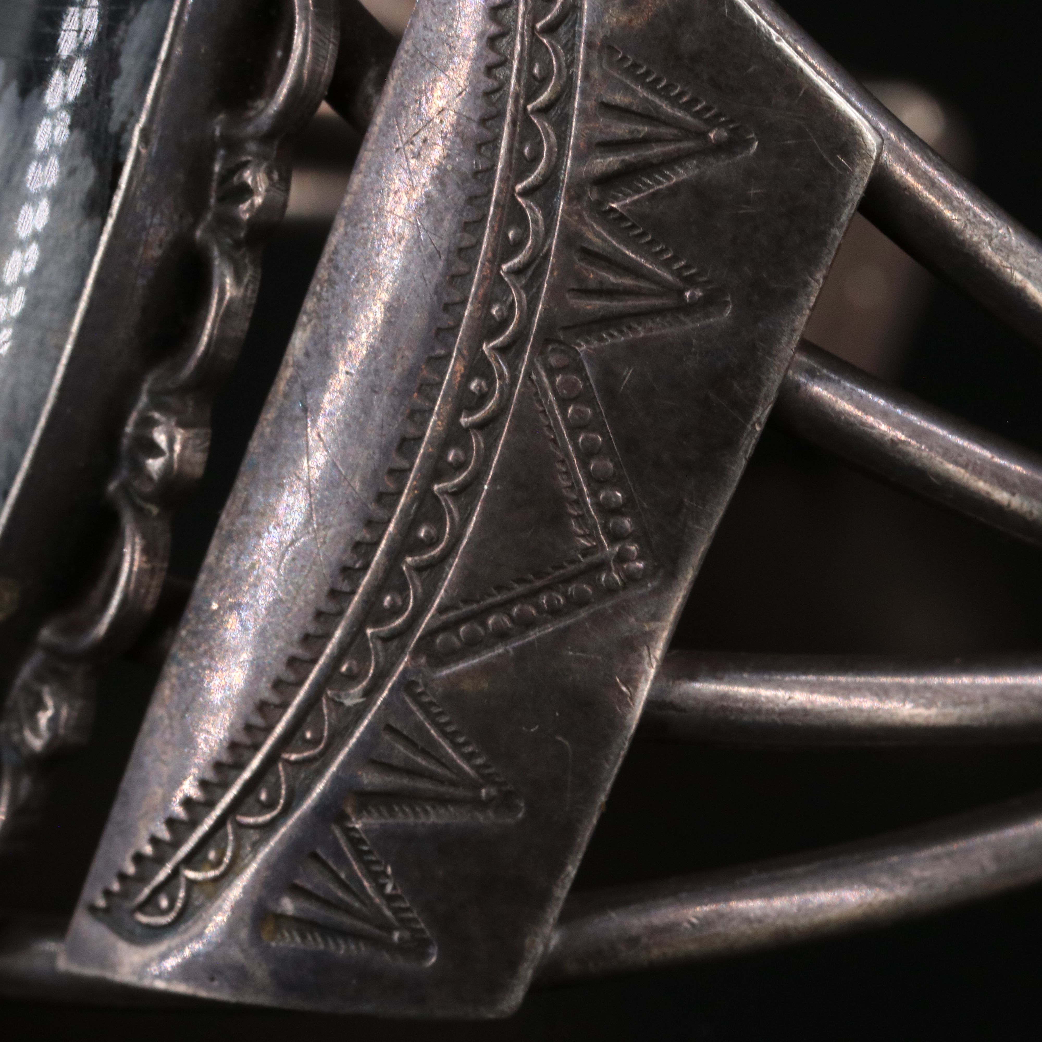 Sterling Snowflake Obsidian Cuff Bracelet and Ring