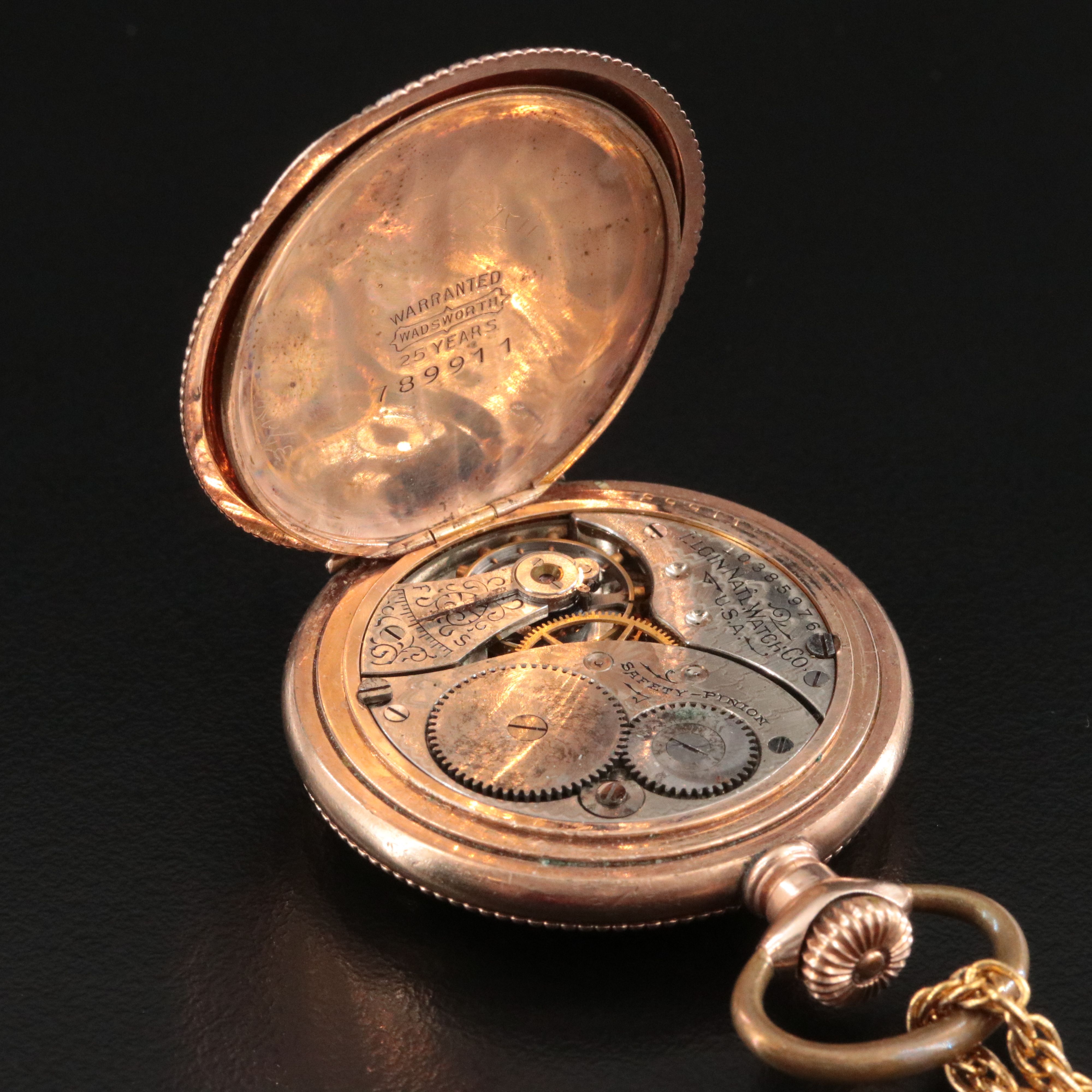 Elgin Tri-Color Gold-Filled Pocket/Pendant Watch with Floral and Fruit Motif