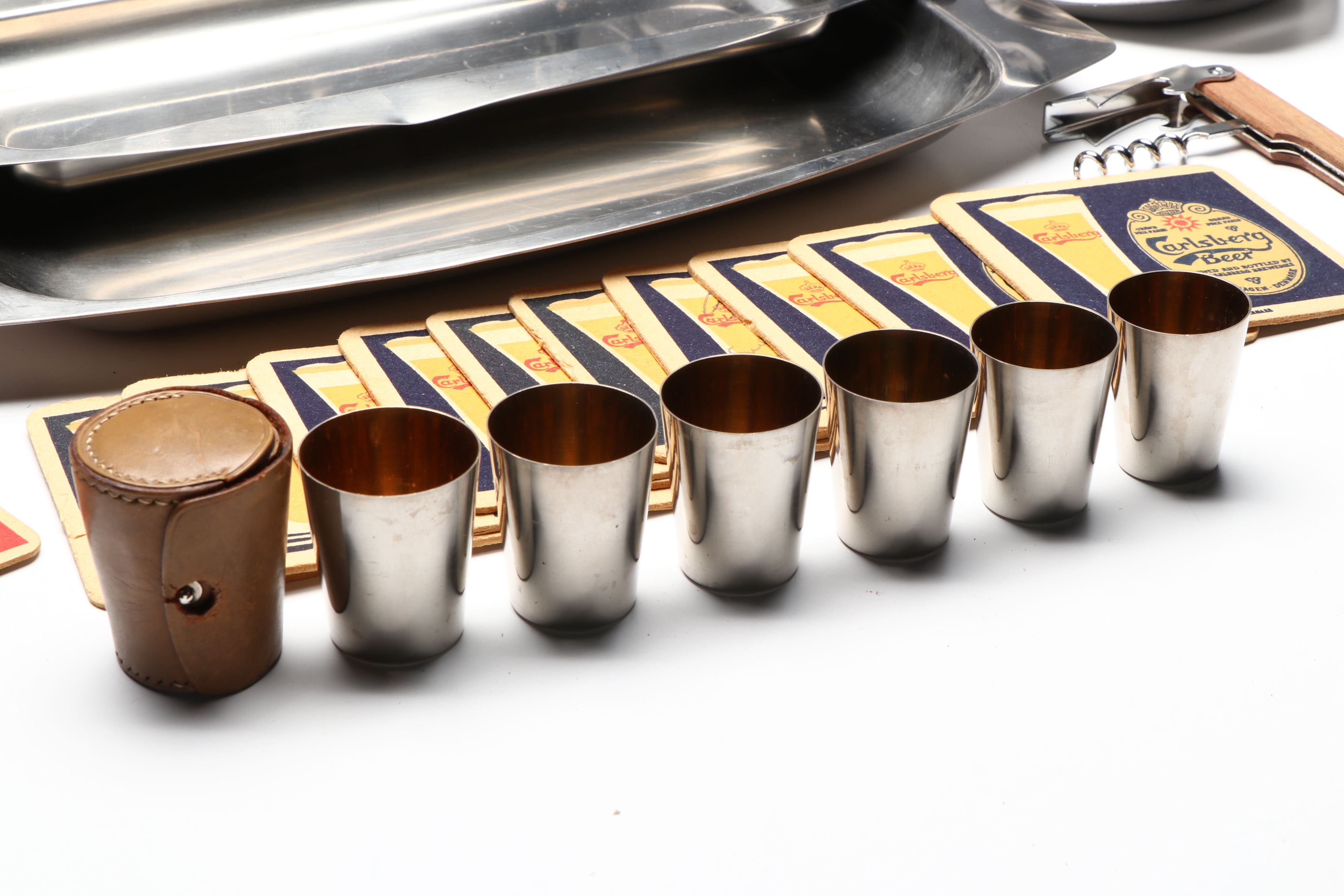 Stelton Stainless Steel and Teak Ice Bucket with More Bar Accessories and Tools