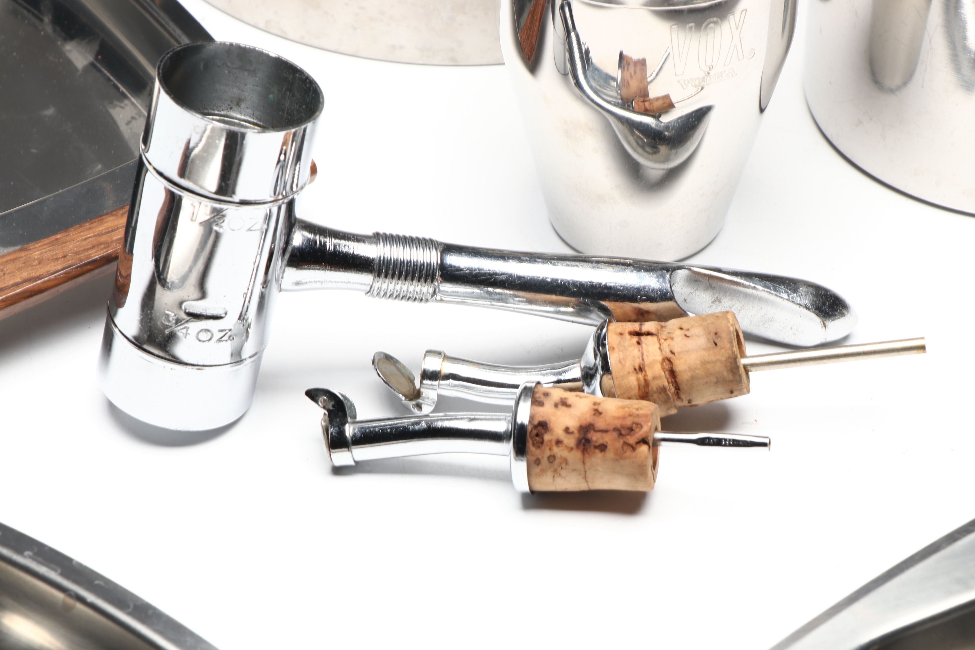 Stelton Stainless Steel and Teak Ice Bucket with More Bar Accessories and Tools