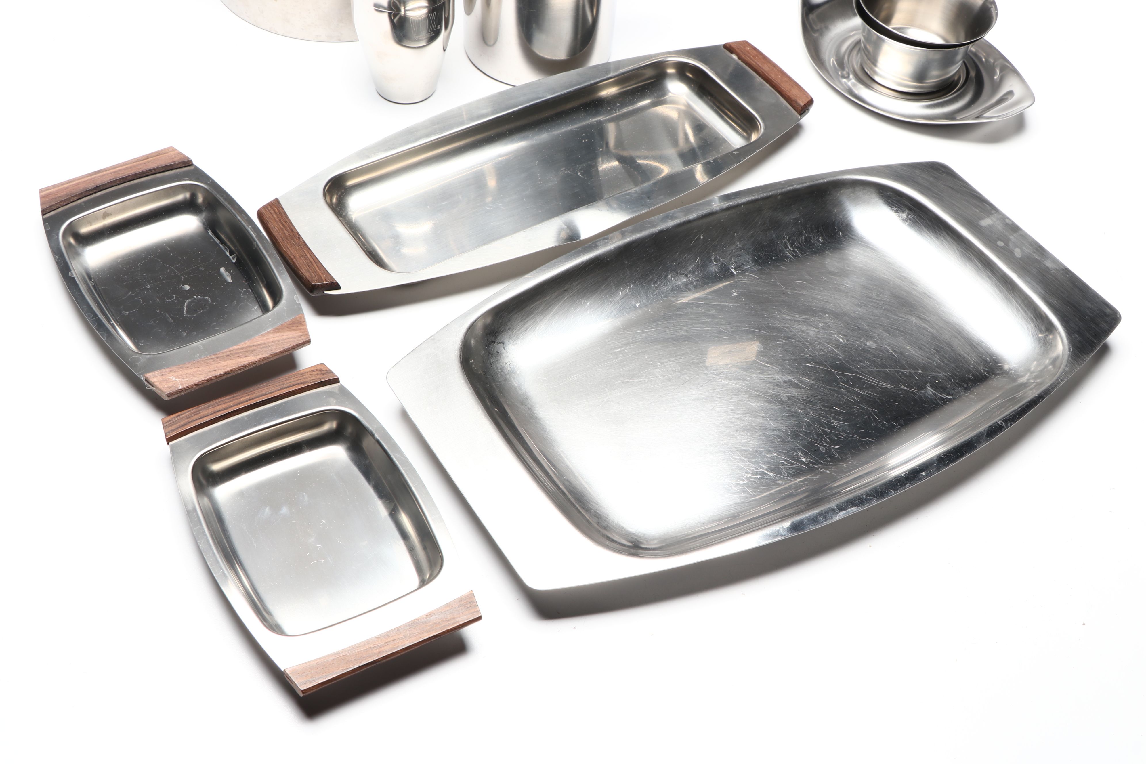 Stelton Stainless Steel and Teak Ice Bucket with More Bar Accessories and Tools