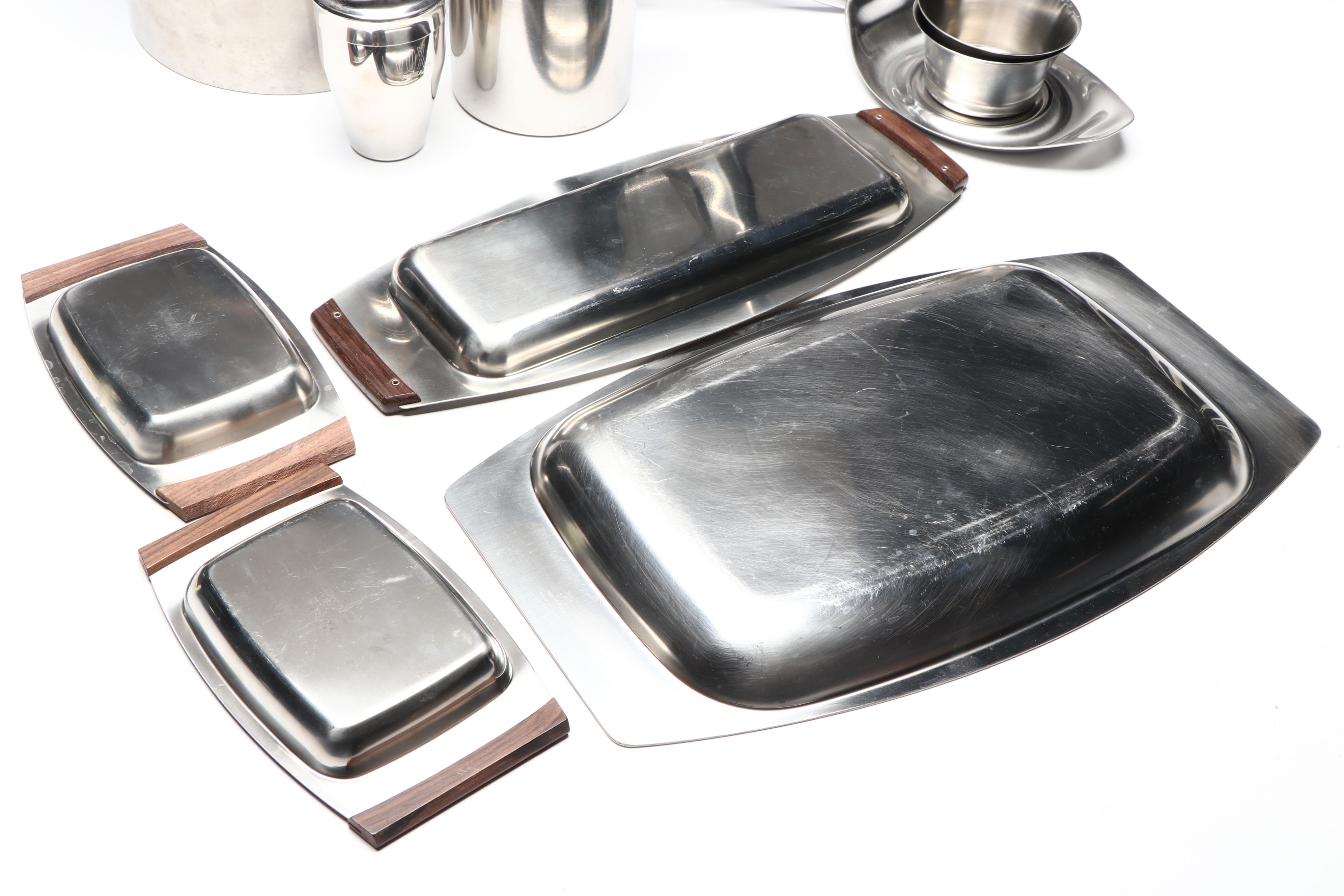 Stelton Stainless Steel and Teak Ice Bucket with More Bar Accessories and Tools