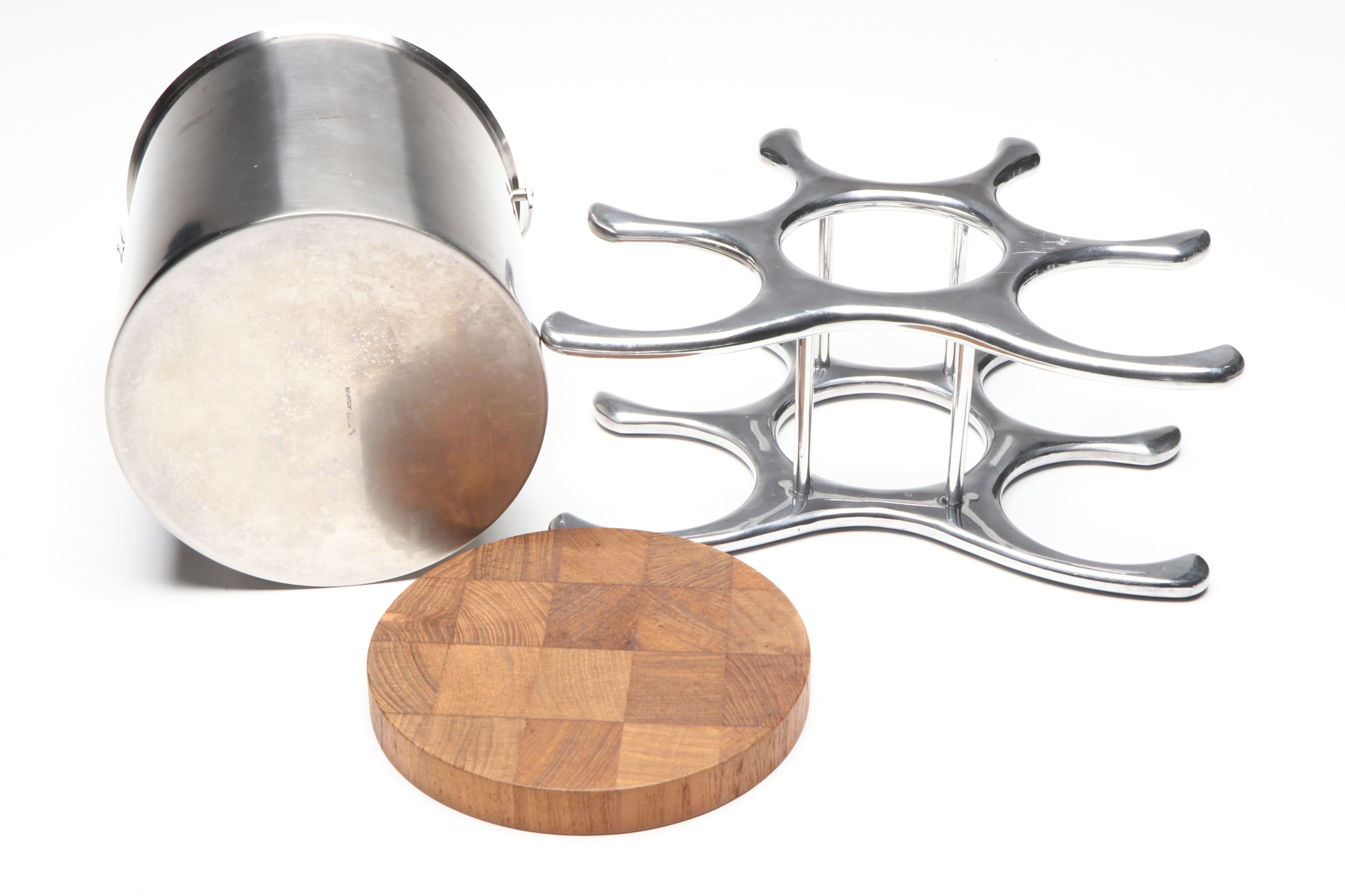 Stelton Stainless Steel and Teak Ice Bucket with More Bar Accessories and Tools