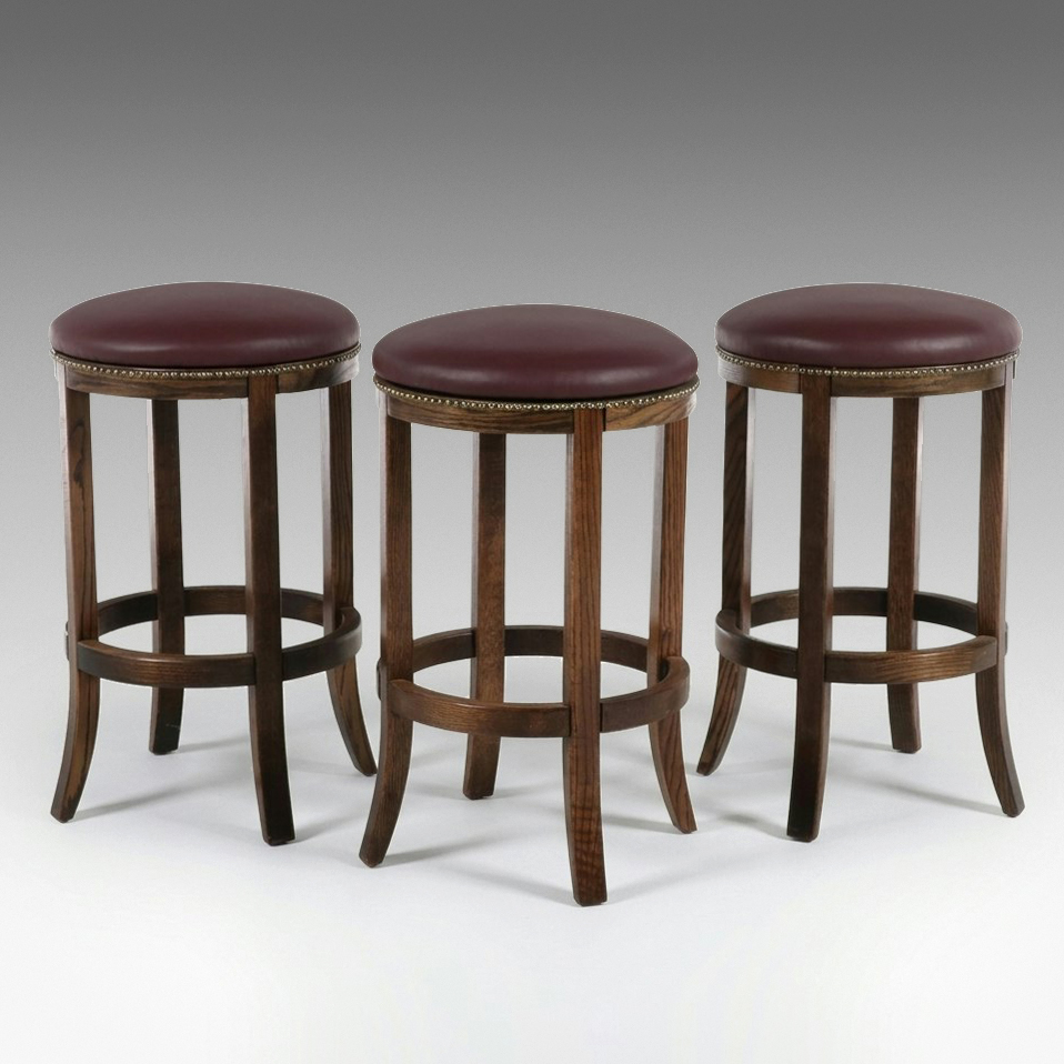 Set of Three Boraam "Augusta" Backless Swivel Barstools
