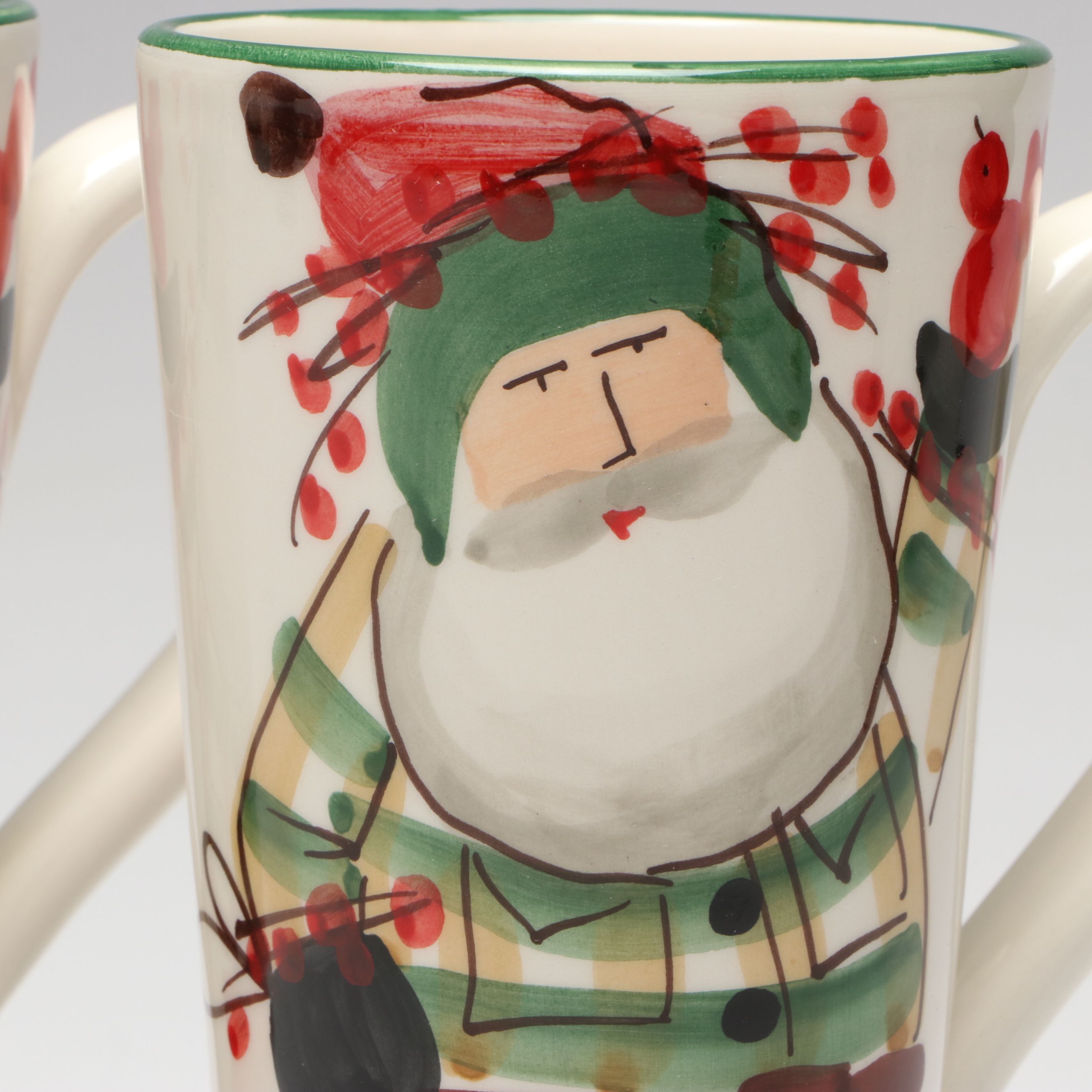 Italian Vietri "Old St. Nick Collection" Ceramic Mugs
