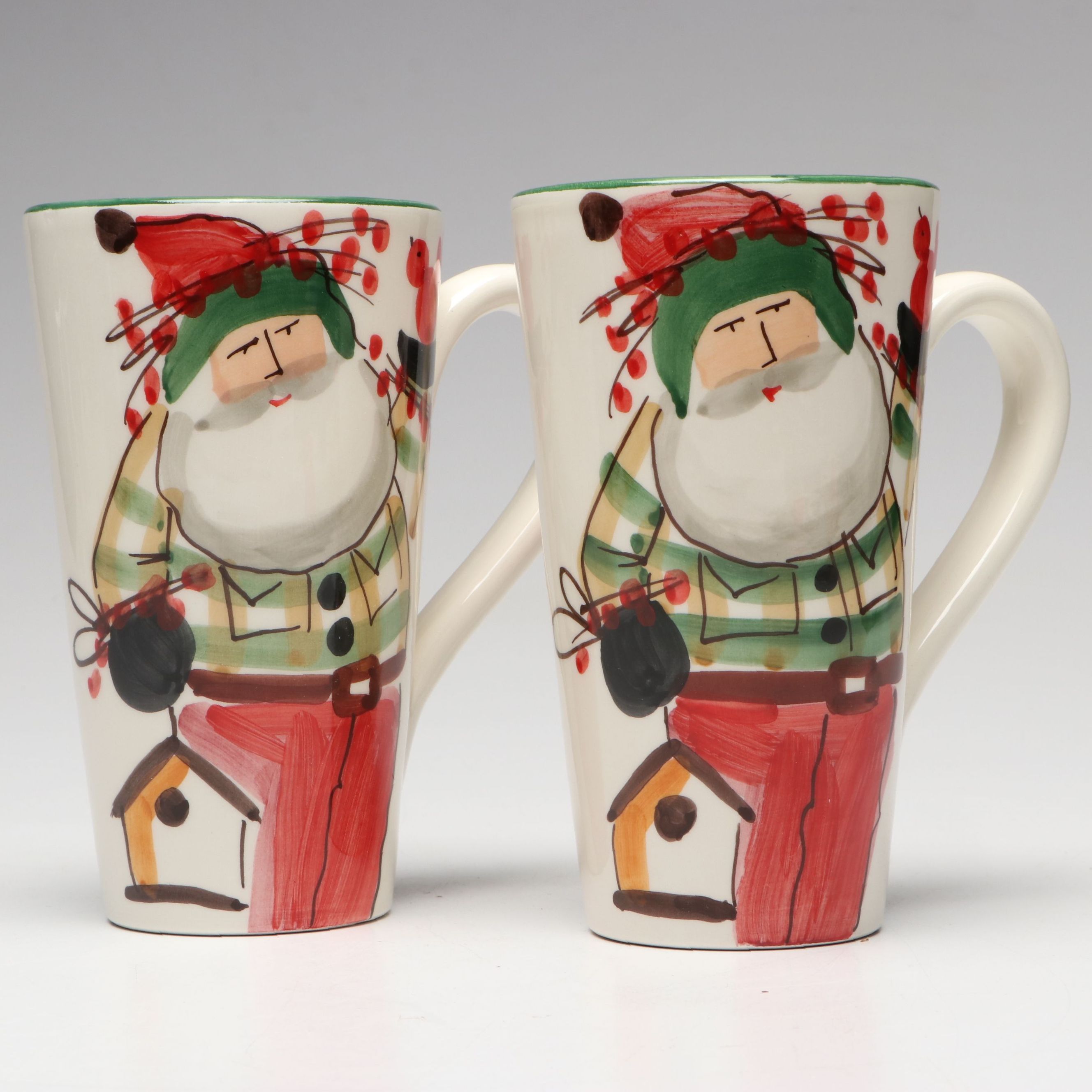 Italian Vietri "Old St. Nick Collection" Ceramic Mugs