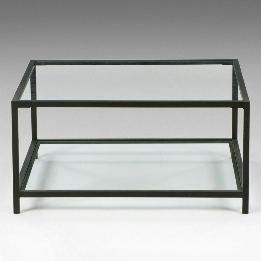 Contemporary Two-Tier Glass and Metal Coffee Table