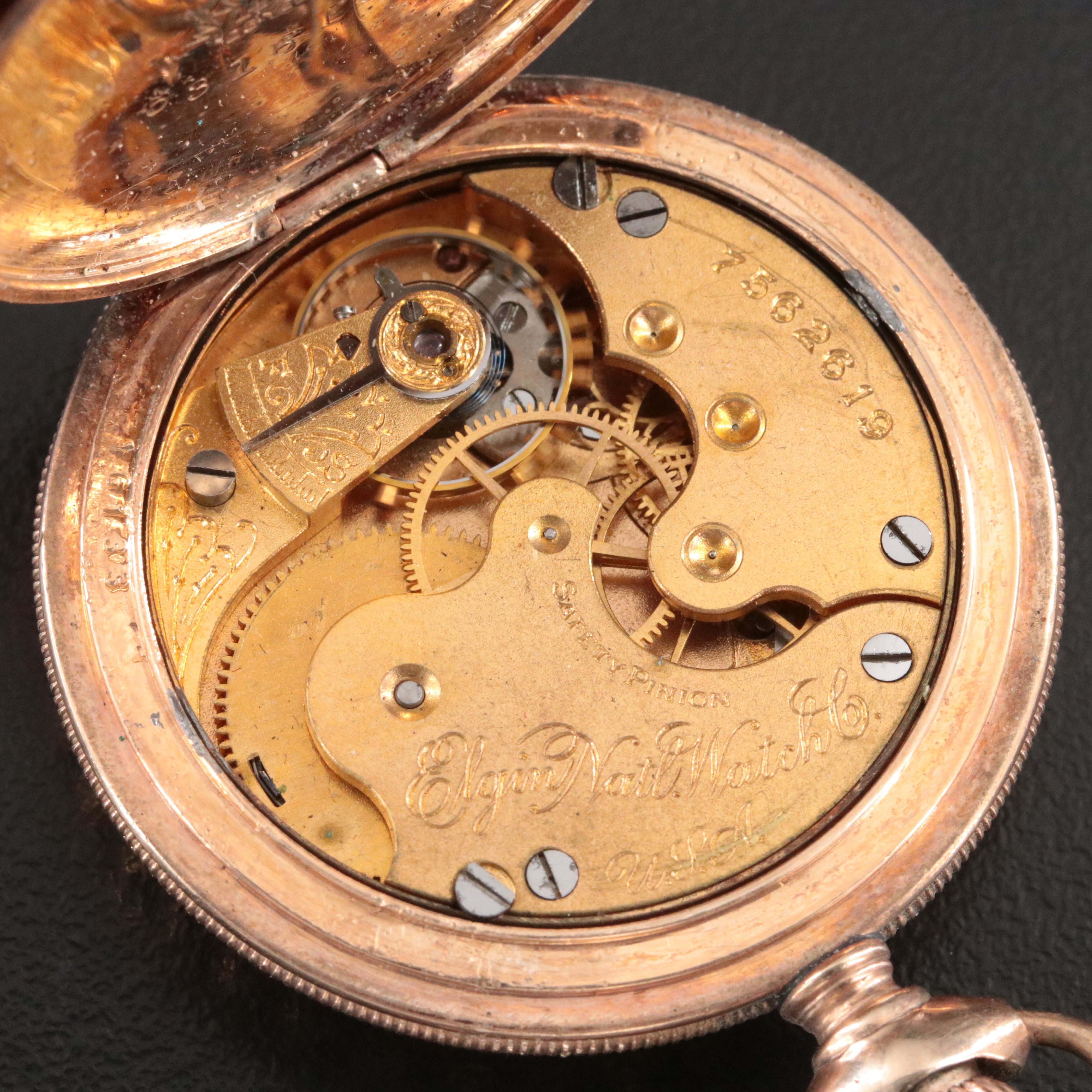 Elgin Gold-Filled Ornate Fleur De Lis Brooch Pocket Watch